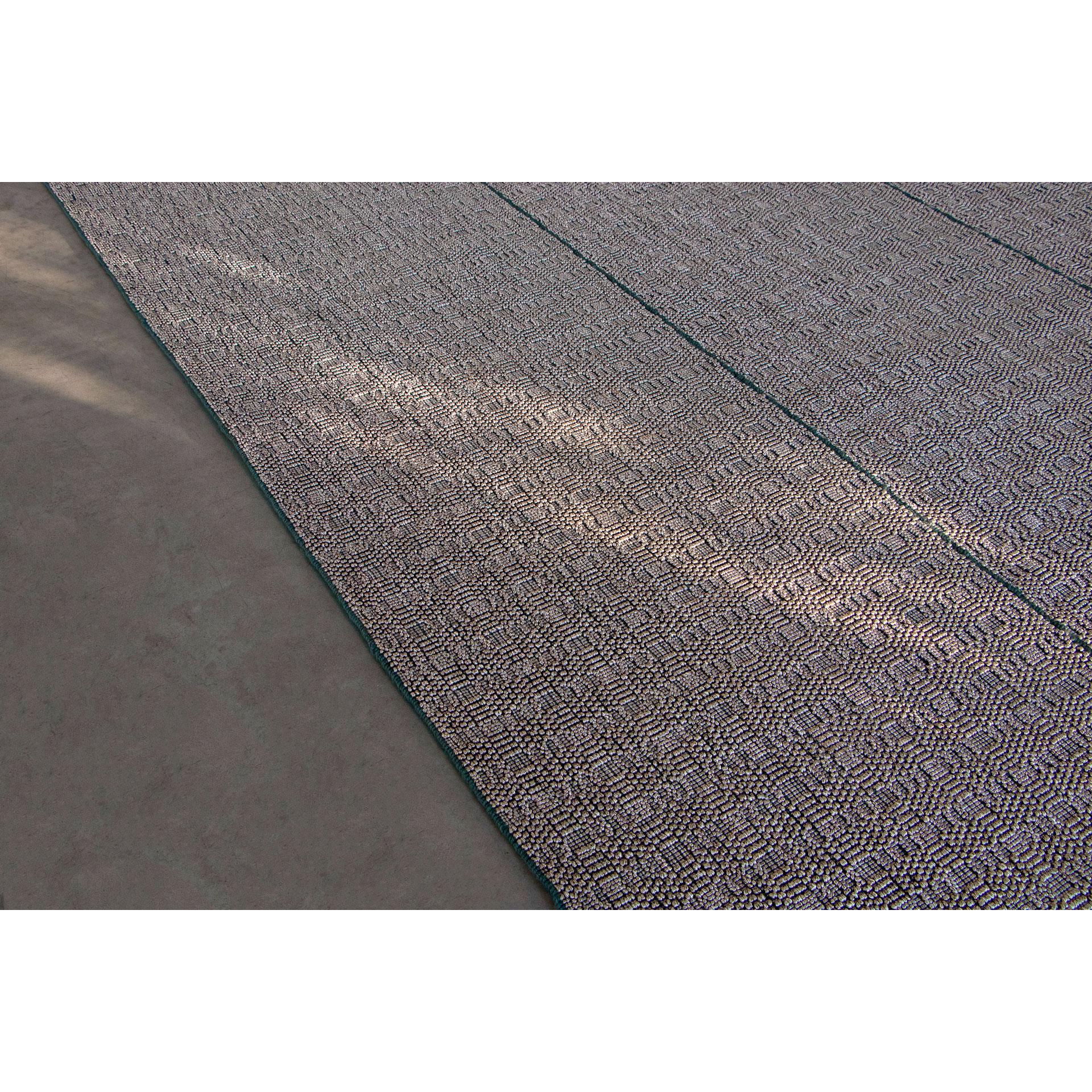 Tessuto a mano Tappeto design italiano grigio e verde di Deanna Comellini in Stock 200x300cm in vendita