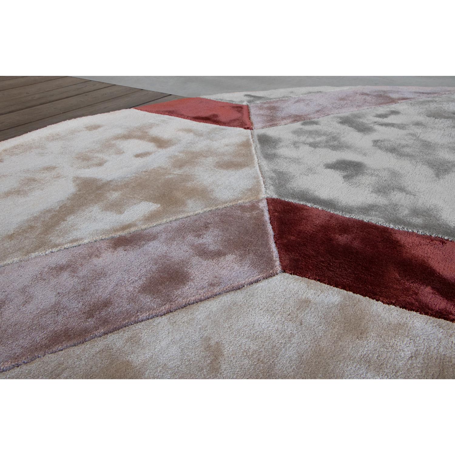 Indian Tappeto Design Italiano Sostenibile Tondo Beige Rosa by Deanna Comellini ø250cm For Sale