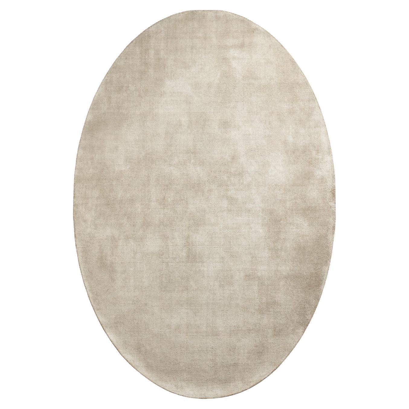 Tappeto design sostenibile seta bambù bianco ovale by Deanna Comellini 250x370cm en vente