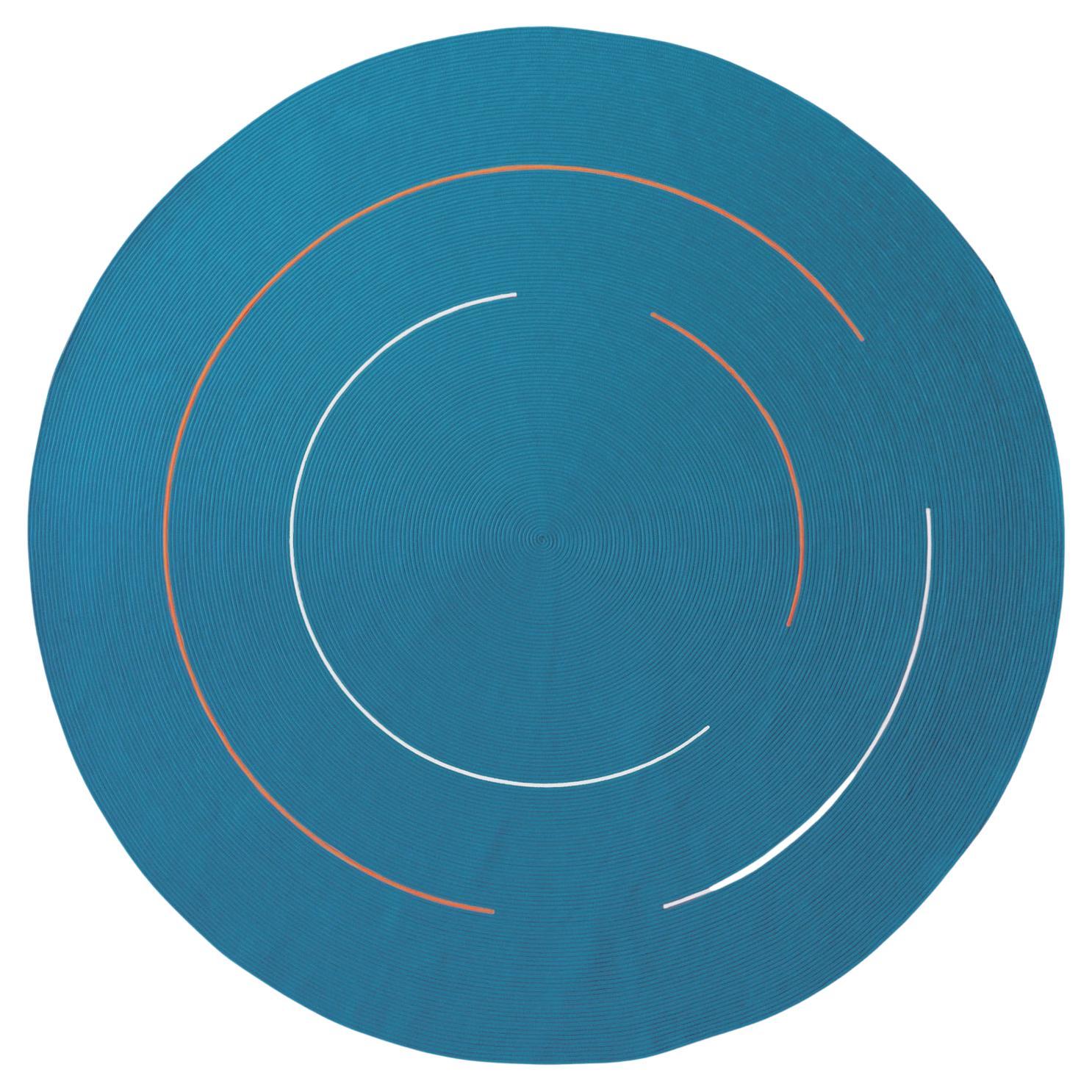 Tappeto di Design Italiano Tondo Azzurro da Esterni di Deanna Comellini Ø200 cm