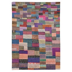 Village rug with bright colors and naïf design