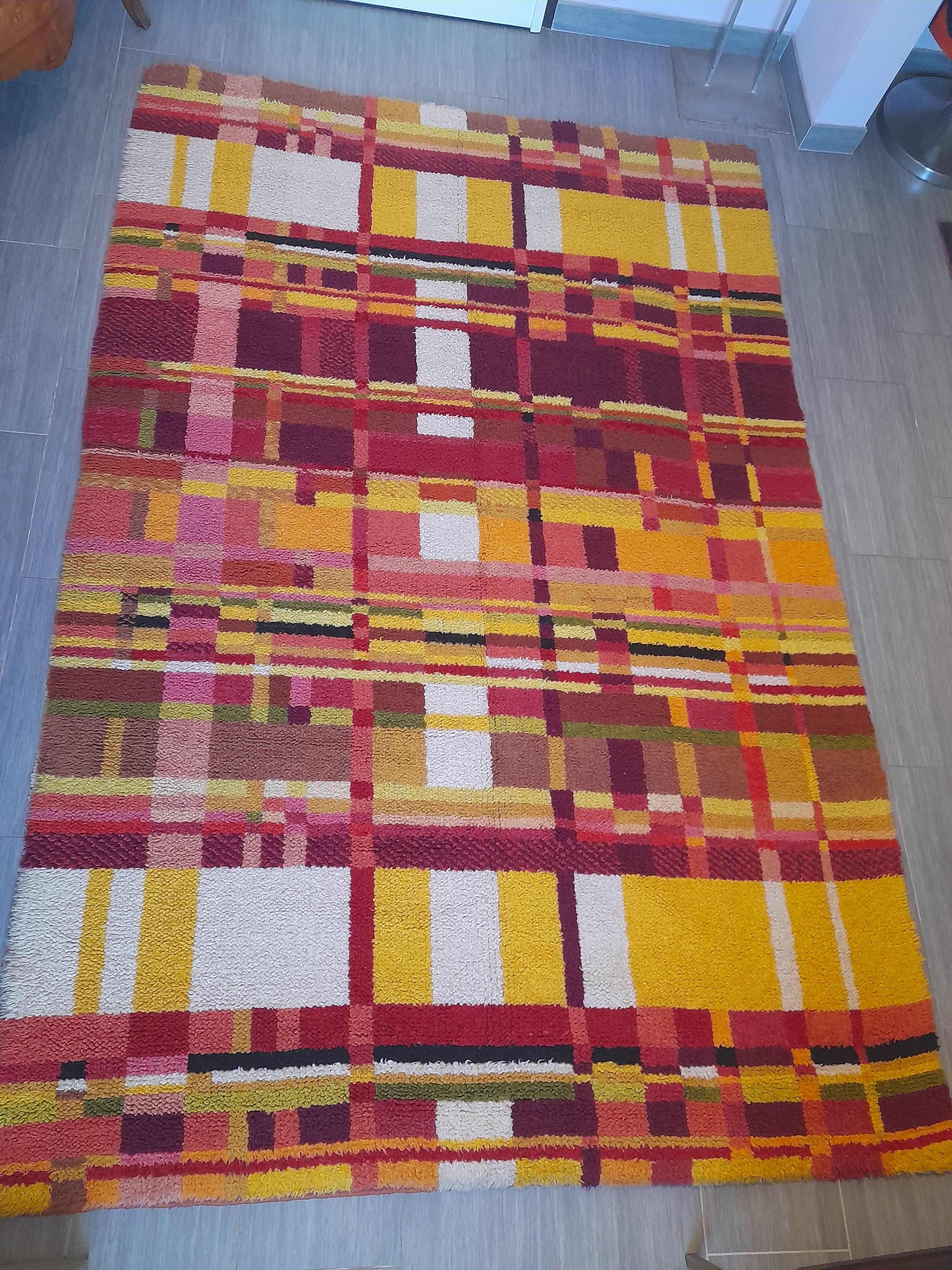 Handgefertigter Wollteppich Deutschland 1960er Jahre - Bauhaus Inspiration im Angebot 5