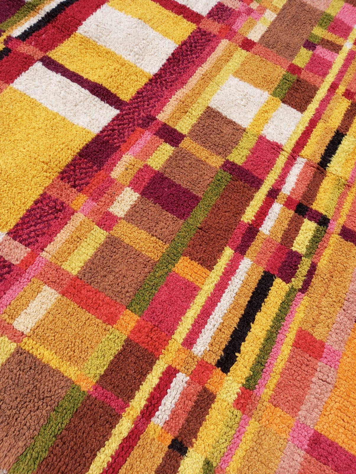 Handgefertigter Wollteppich Deutschland 1960er Jahre - Bauhaus Inspiration (Handgeknüpft) im Angebot