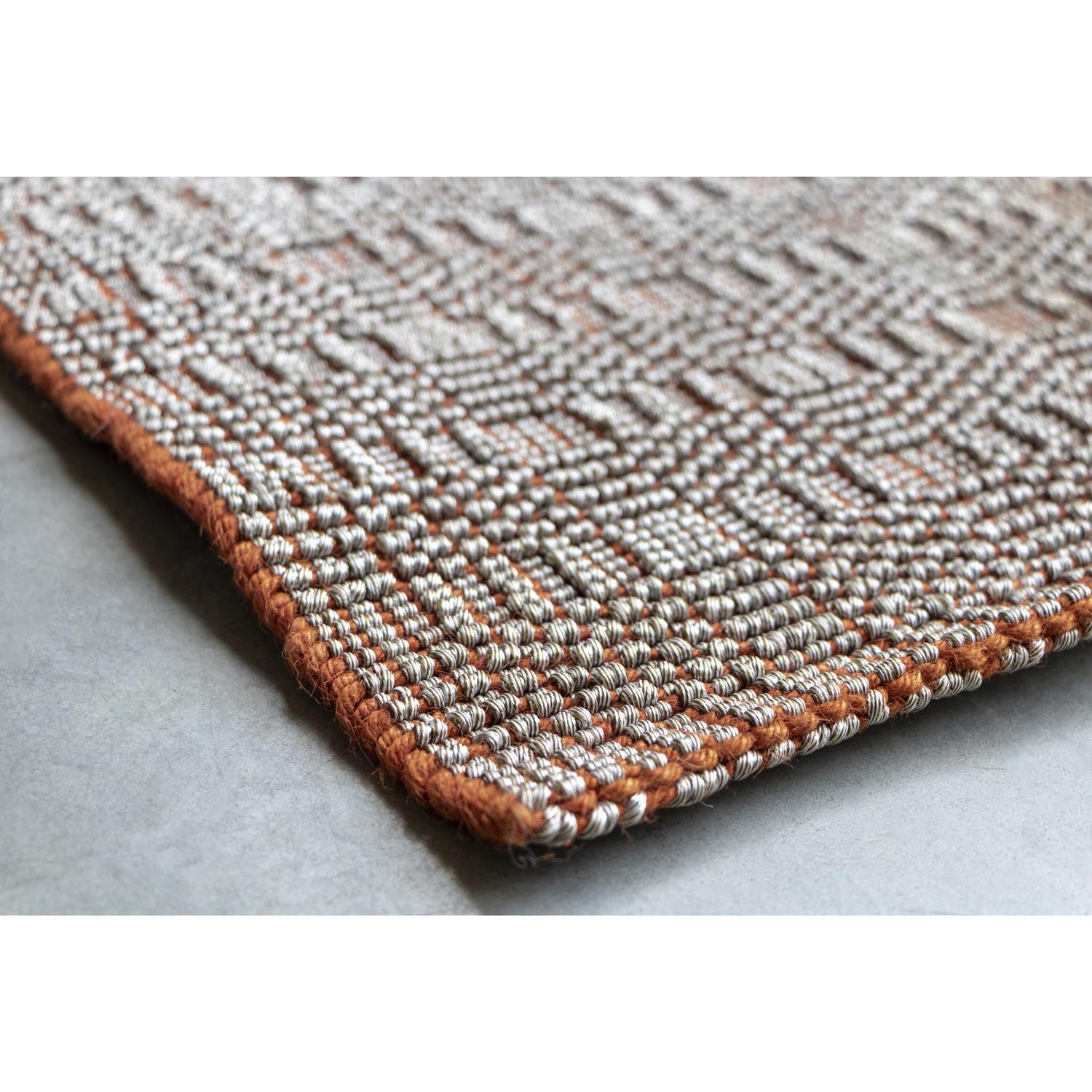 Polyester Tappeto Gioiello Design Italiano Grigio Ocra by Deanna Comellini 200x300cm For Sale