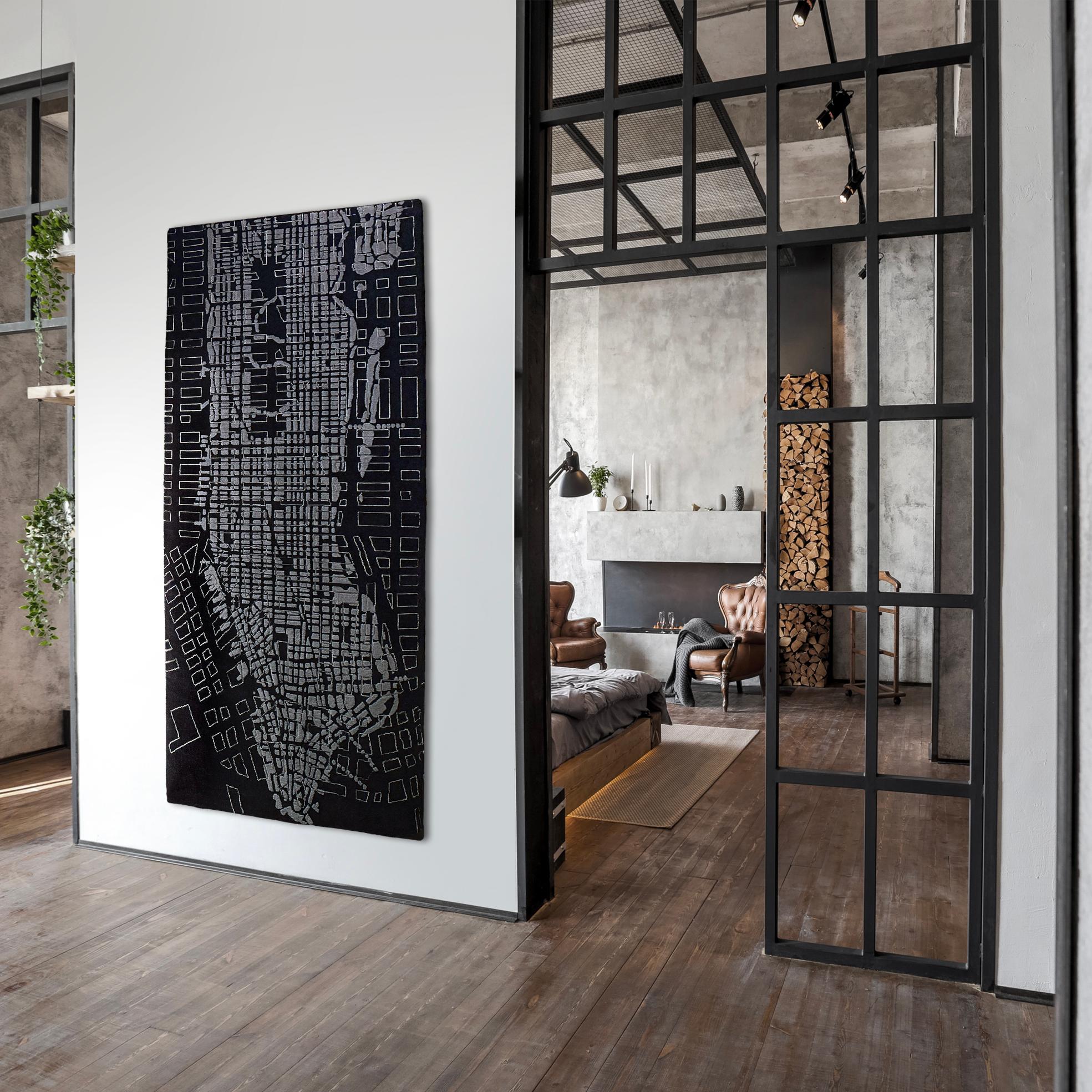 Italian Tappeto in lana annodato a mano di New York, design italiano personalizzabile in vendita