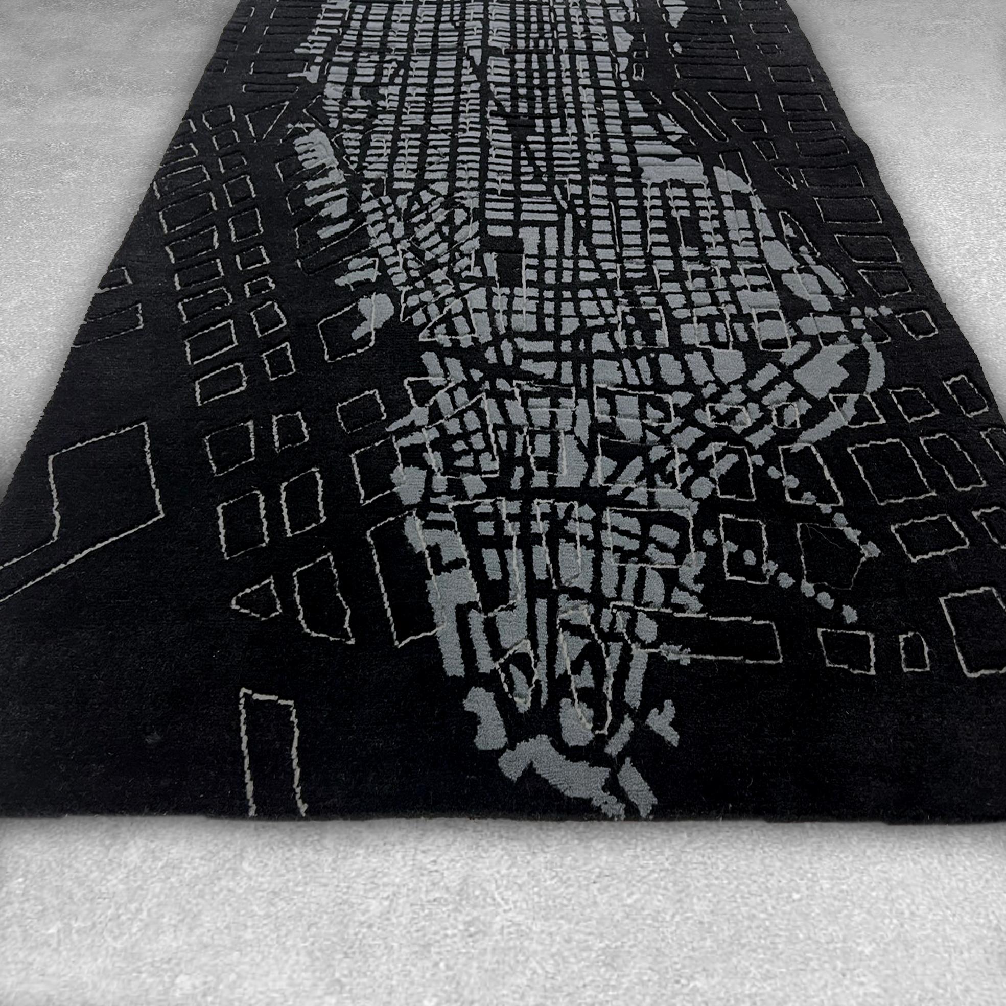 Tappeto in lana annodato a mano di New York, design italiano personalizzabile In condizioni Nuovo in vendita a Torino, IT
