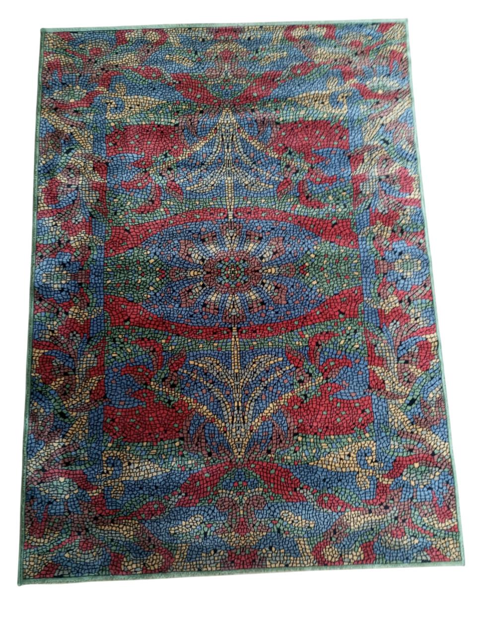 Tapis en laine avec motifs en mosaïque, 1990 France Bon état - En vente à Firenze, FI
