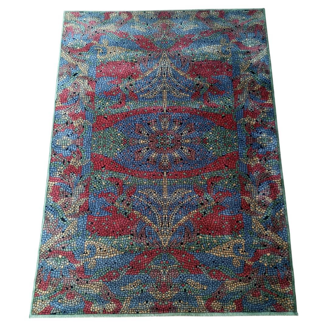 Tapis en laine avec motifs en mosaïque, 1990 France en vente