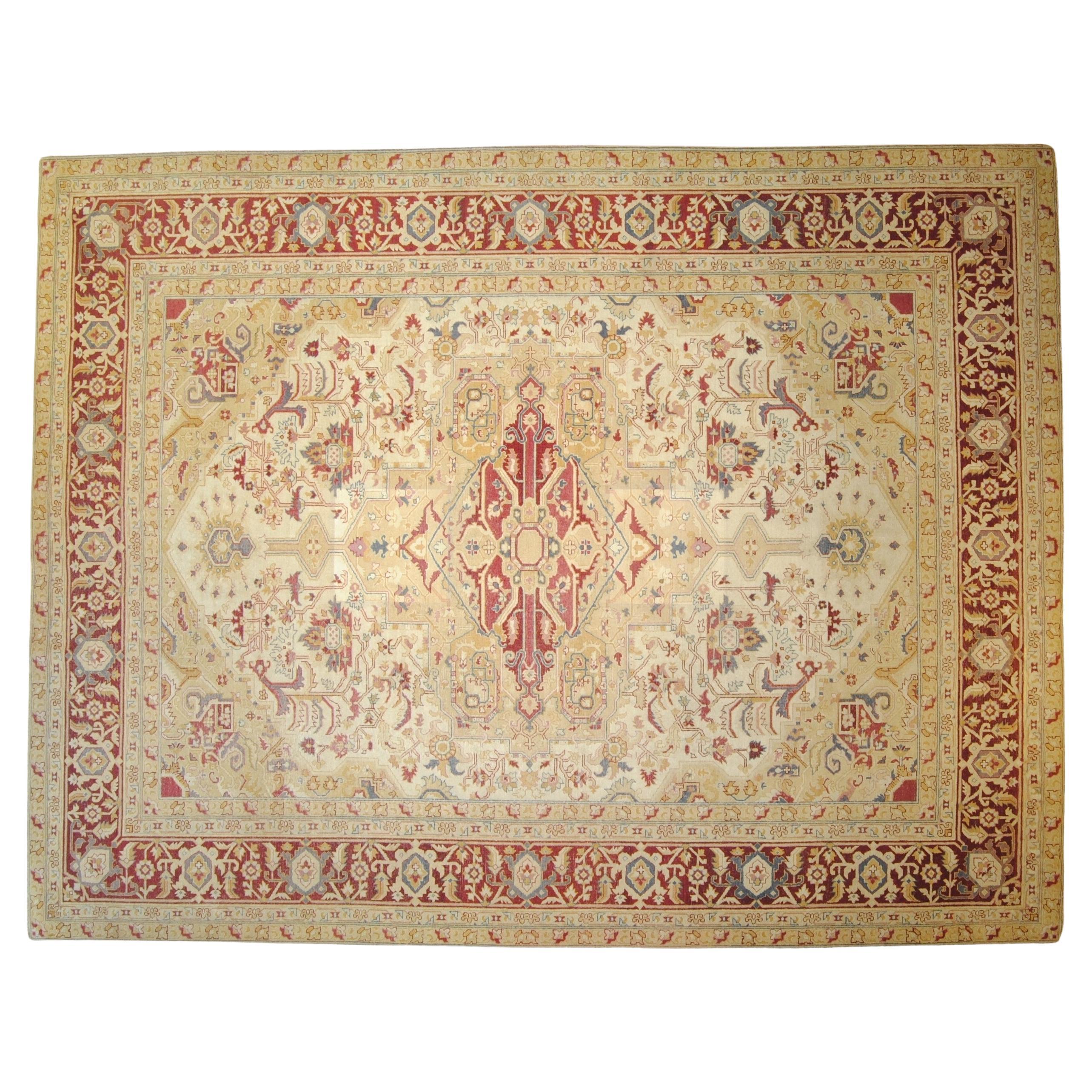 India Amritsar carpet early 1900s light background and burgundy and antique pink patterns