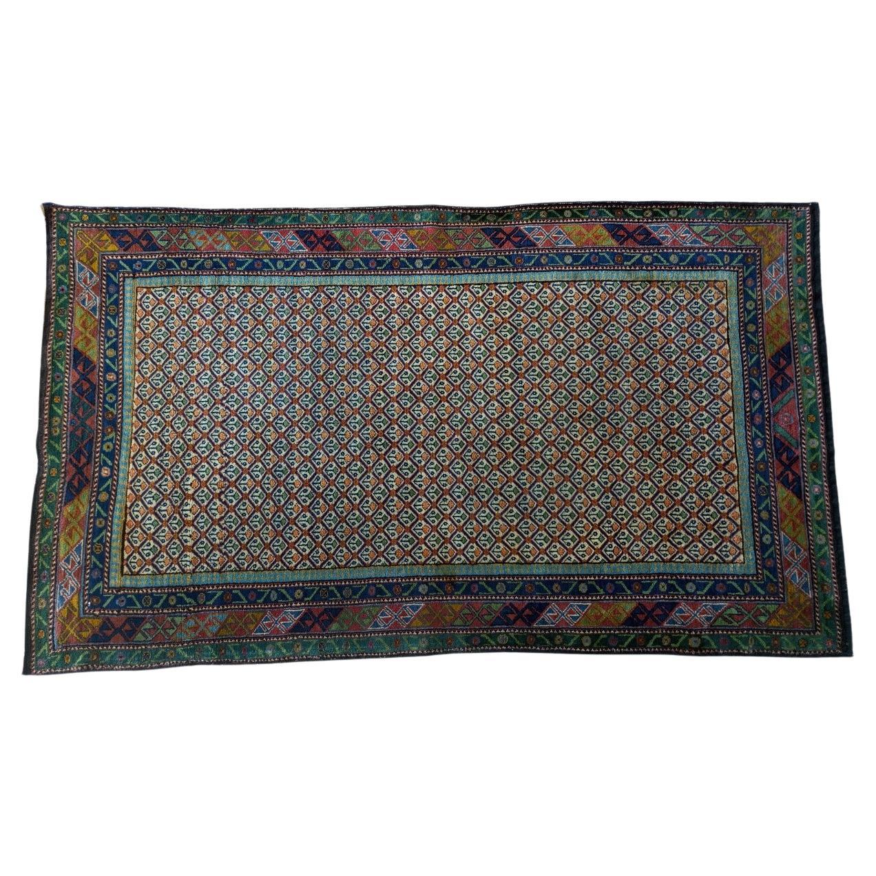 Indian hand-knotted wool rug 225 cm. x 128 cm. For Sale