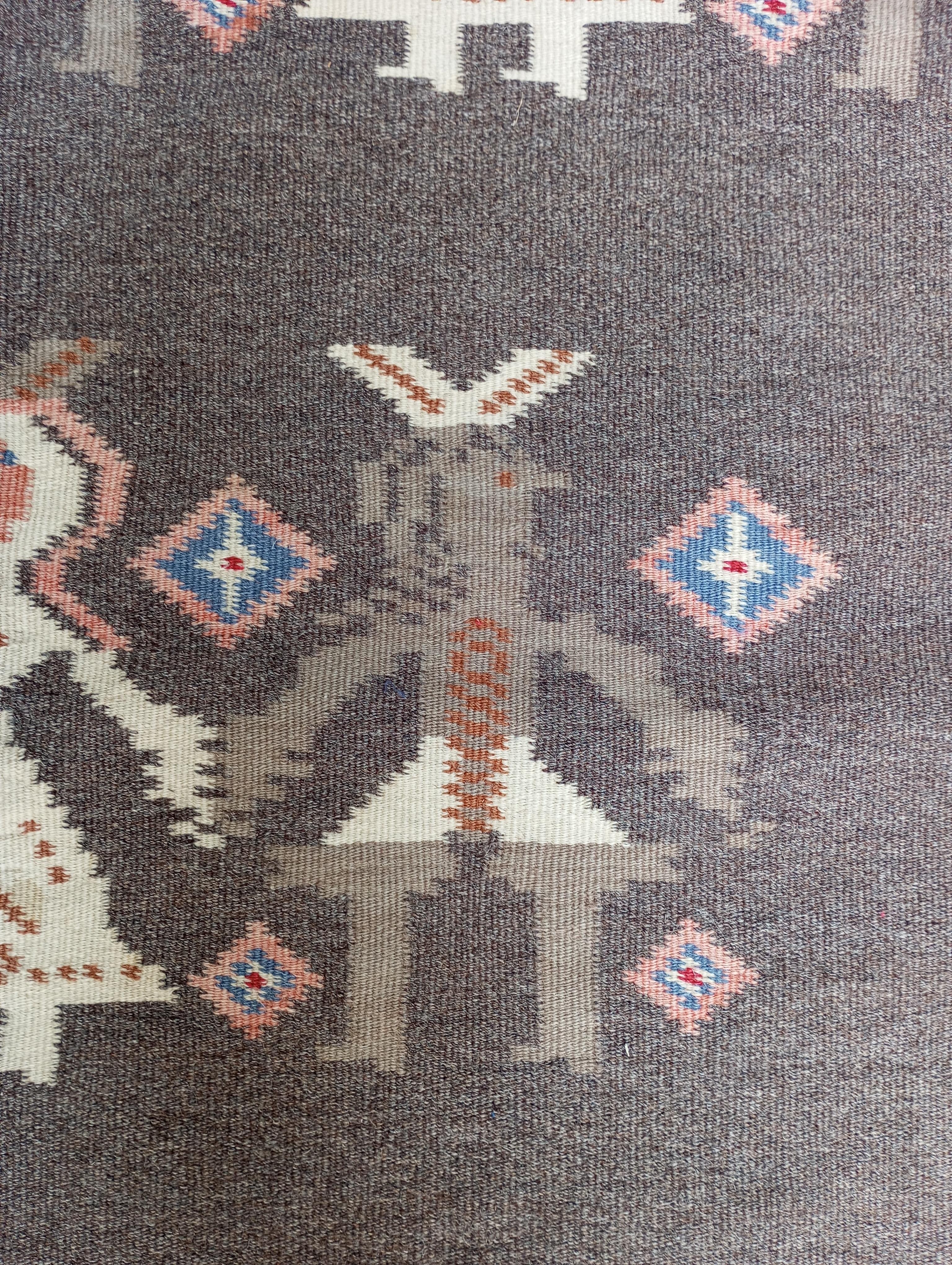 Scandinavian Tapis kilim scandinave (Finlande) 1970 brun en vente