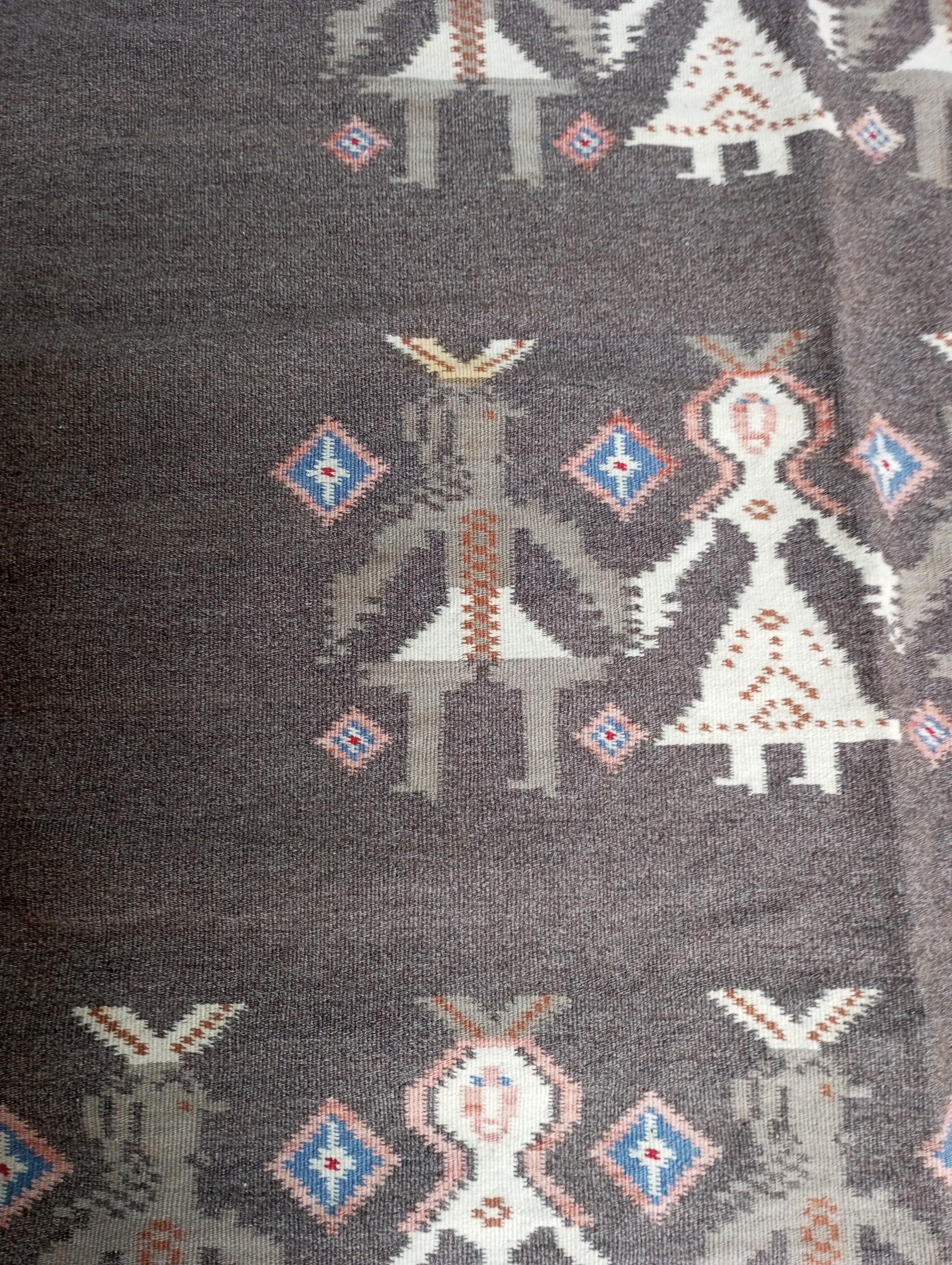 Late 20th Century Tapis kilim scandinave (Finlande) 1970 brun en vente
