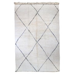 Moroccan Berber Vintage Handmade Rug in Natural Black and White Wool