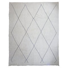 Alfombra Bereber Marroquí Vintage Lana Natural Blanco y Negro