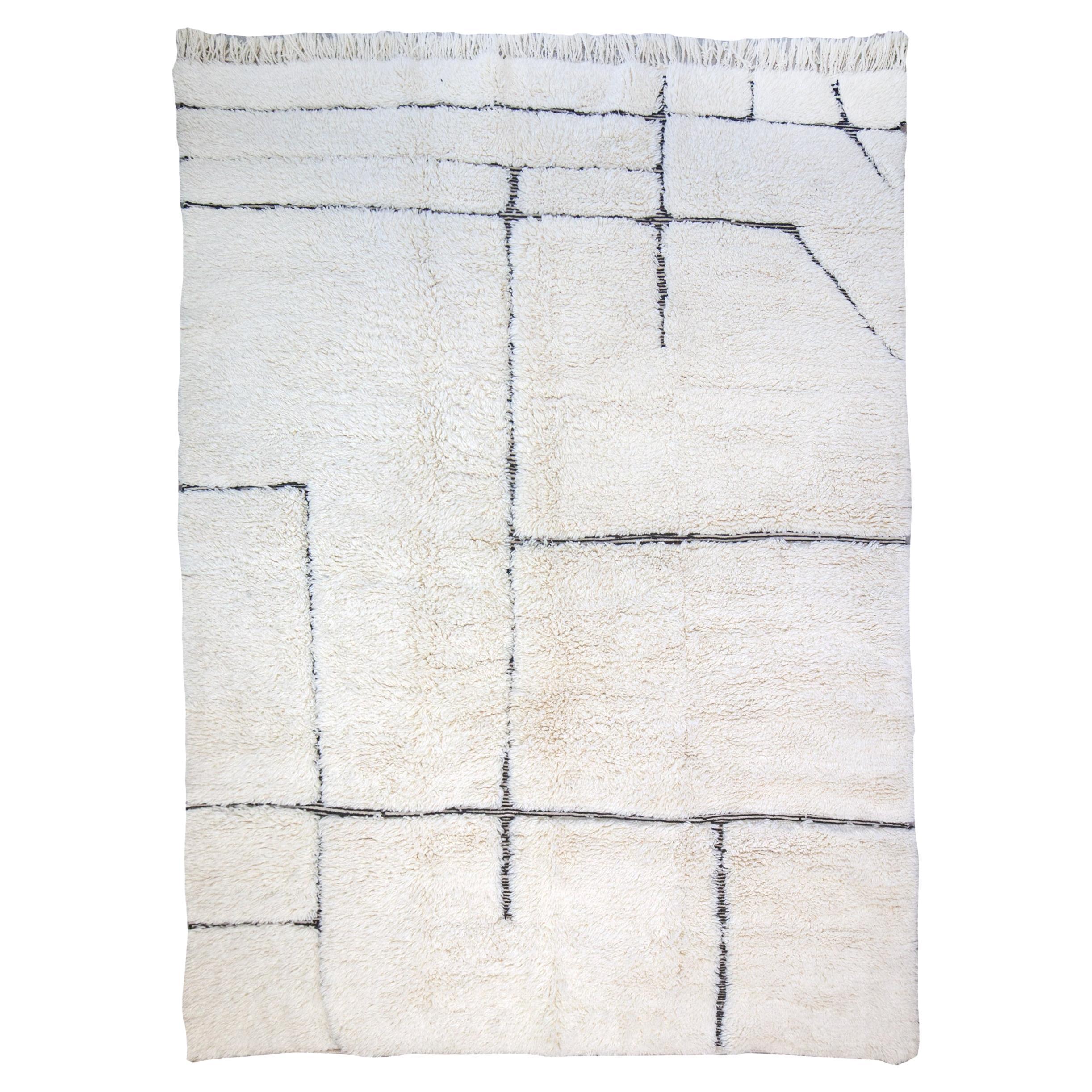 Modern Rug, Berber, Beni Ourain, from Morocco, in Wool, Available