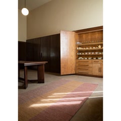 Tapipeto Moderno Design a Righe Lino Naturale Rosa par Deanna Comellini 150 x 250 cm