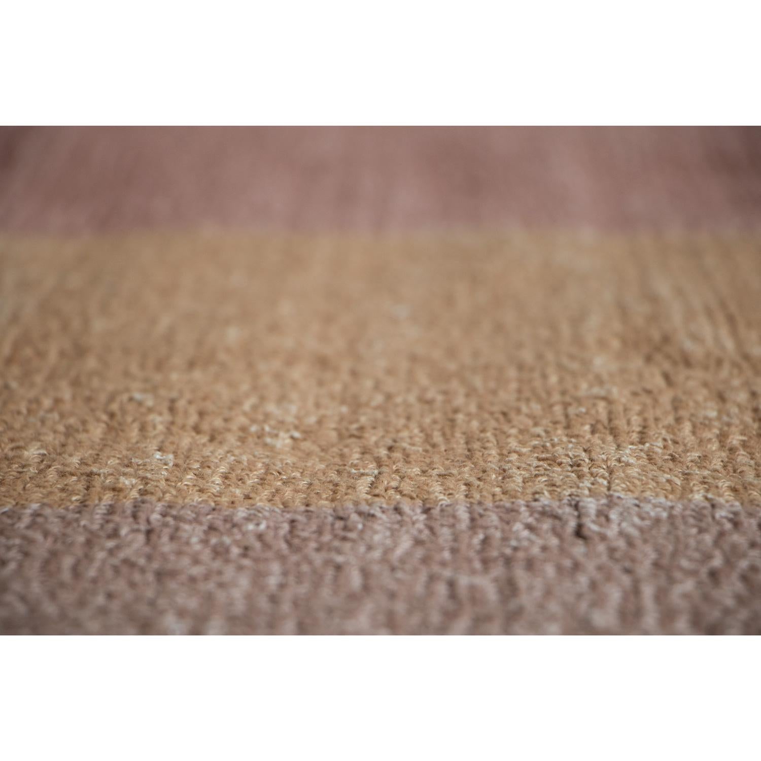 Indian Tappeto Moderno Design a Righe Lino Naturale Rosa by Deanna Comellini 150x250cm For Sale