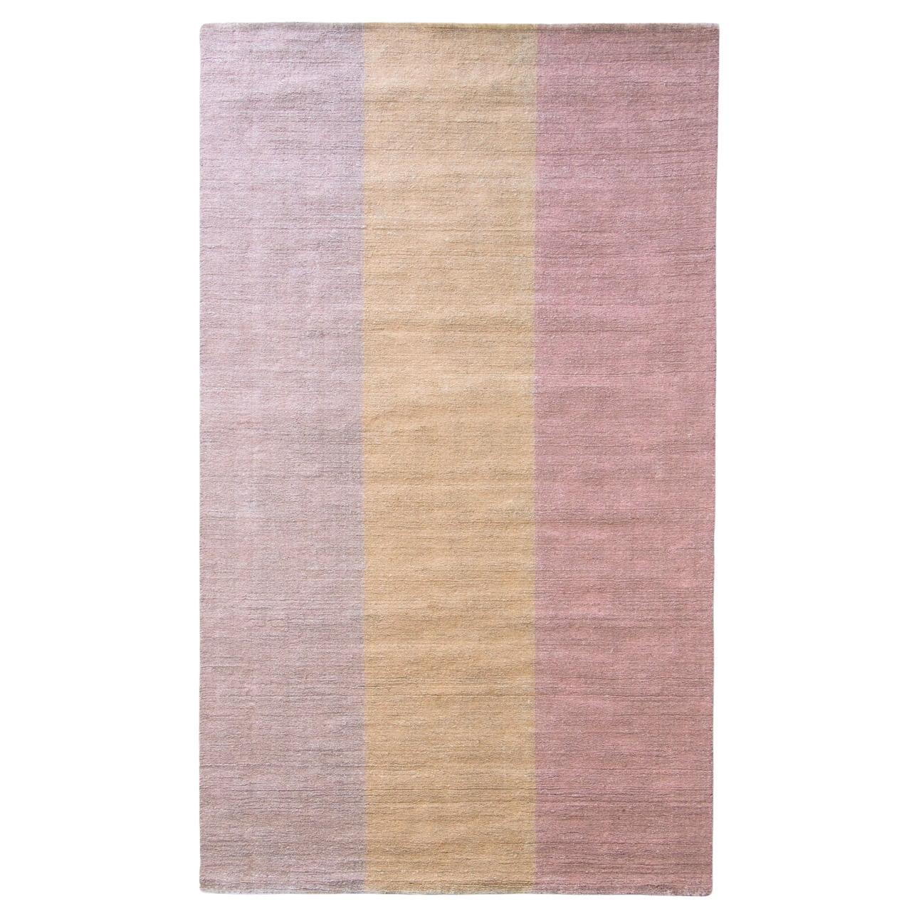 Tappeto Moderno Design a Righe Lino Naturale Rosa by Deanna Comellini 150x250cm