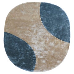 Tappeto moderno forma organica tencel grigio blu by Deanna Comellini 250x260 cm