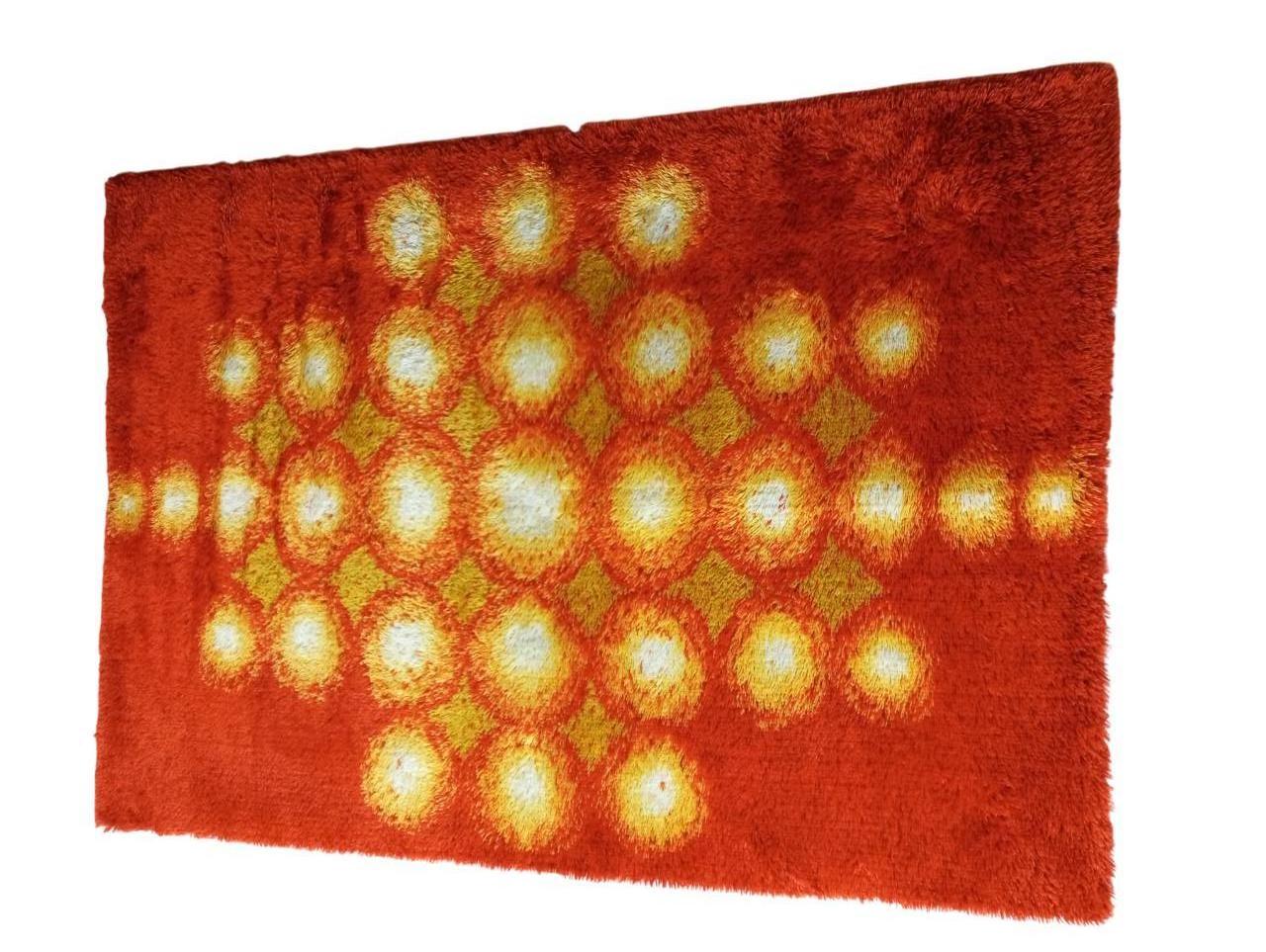 Modern (Pop art) Rya wool rug - Sweden 1970s For Sale 7