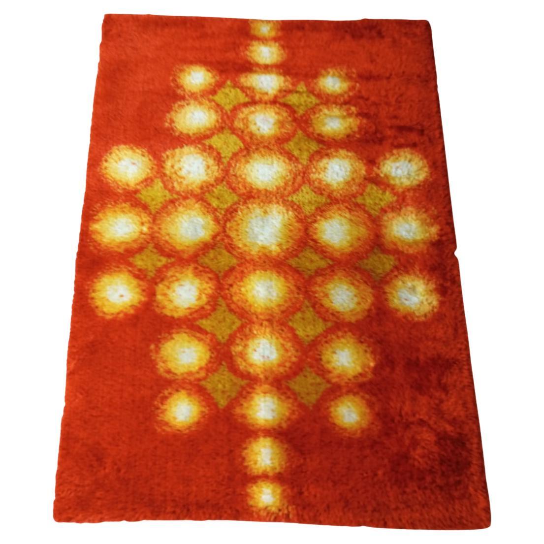 Tapis moderne (Pop art) en laine Rya - Suède 1970