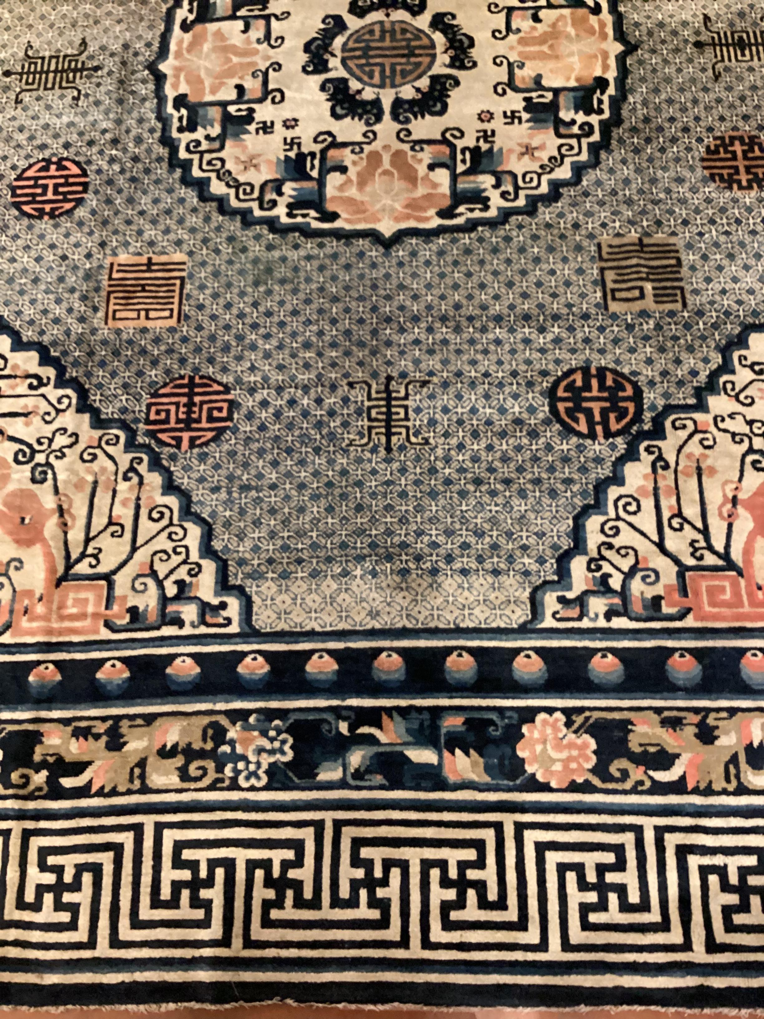 Noué à la main Tapis mongol en laine noué à la main cm. 360 x 320 en vente