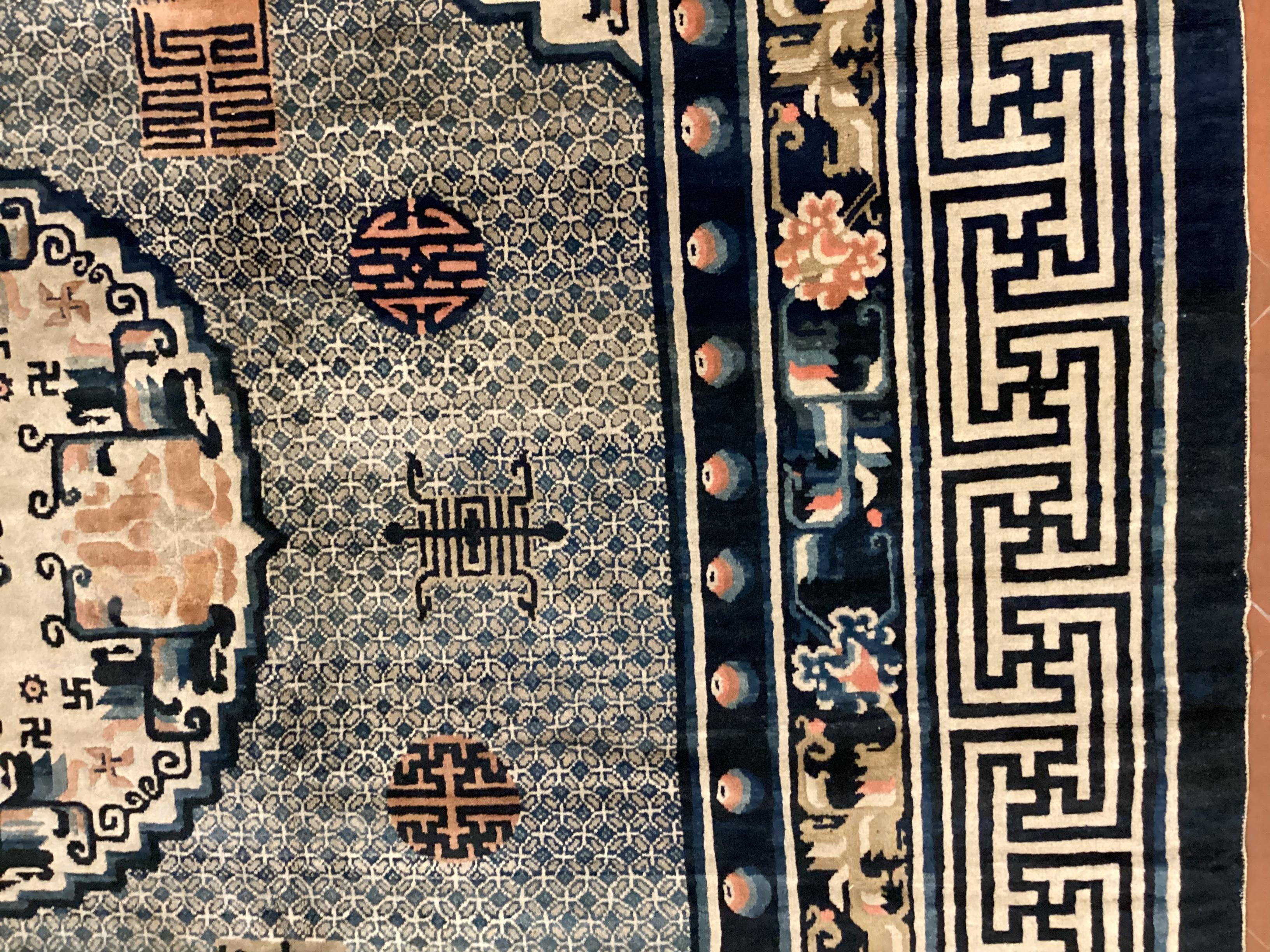 Laine Tapis mongol en laine noué à la main cm. 360 x 320 en vente