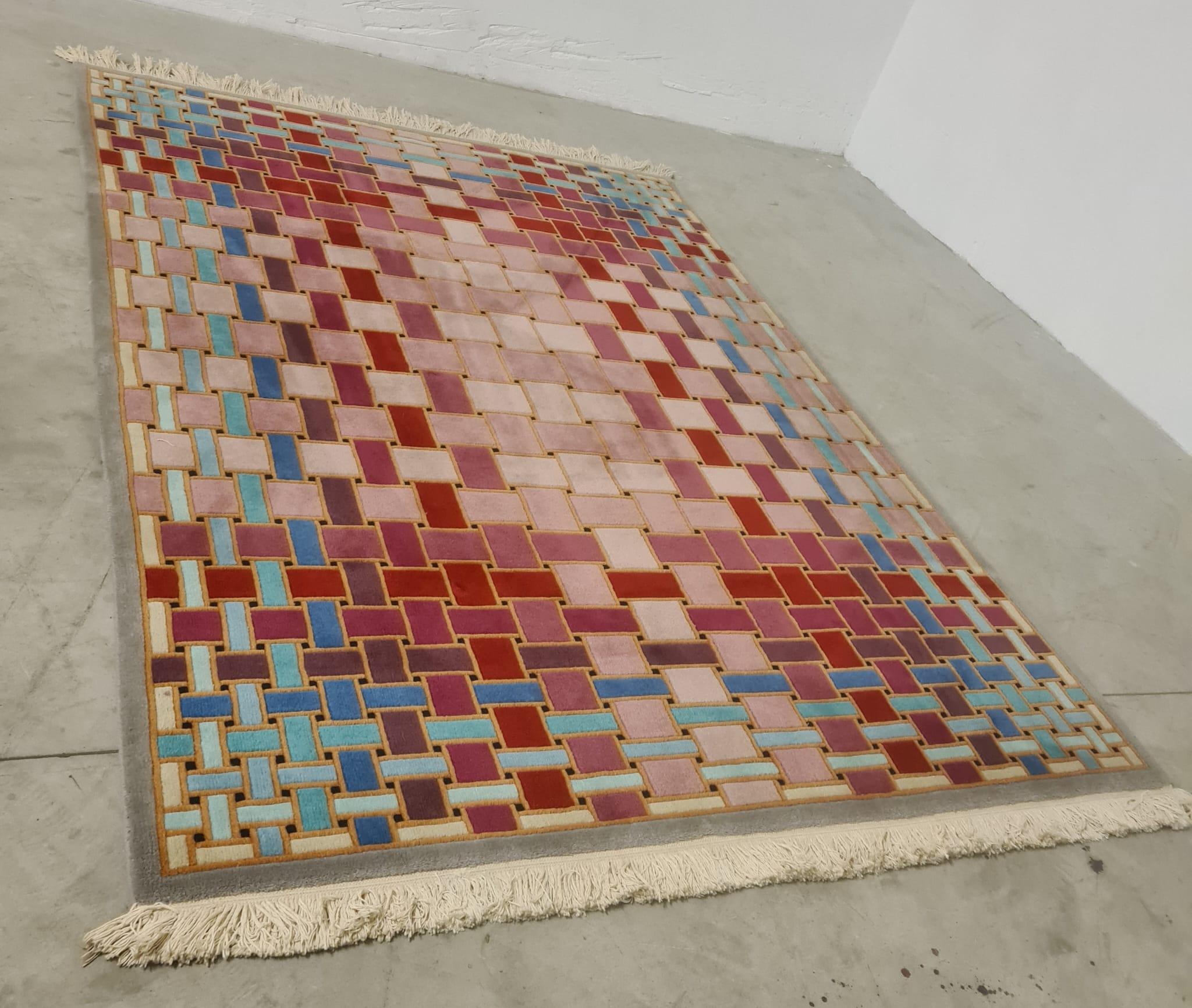 Optical rug in pure wool from the 1970s For Sale 5