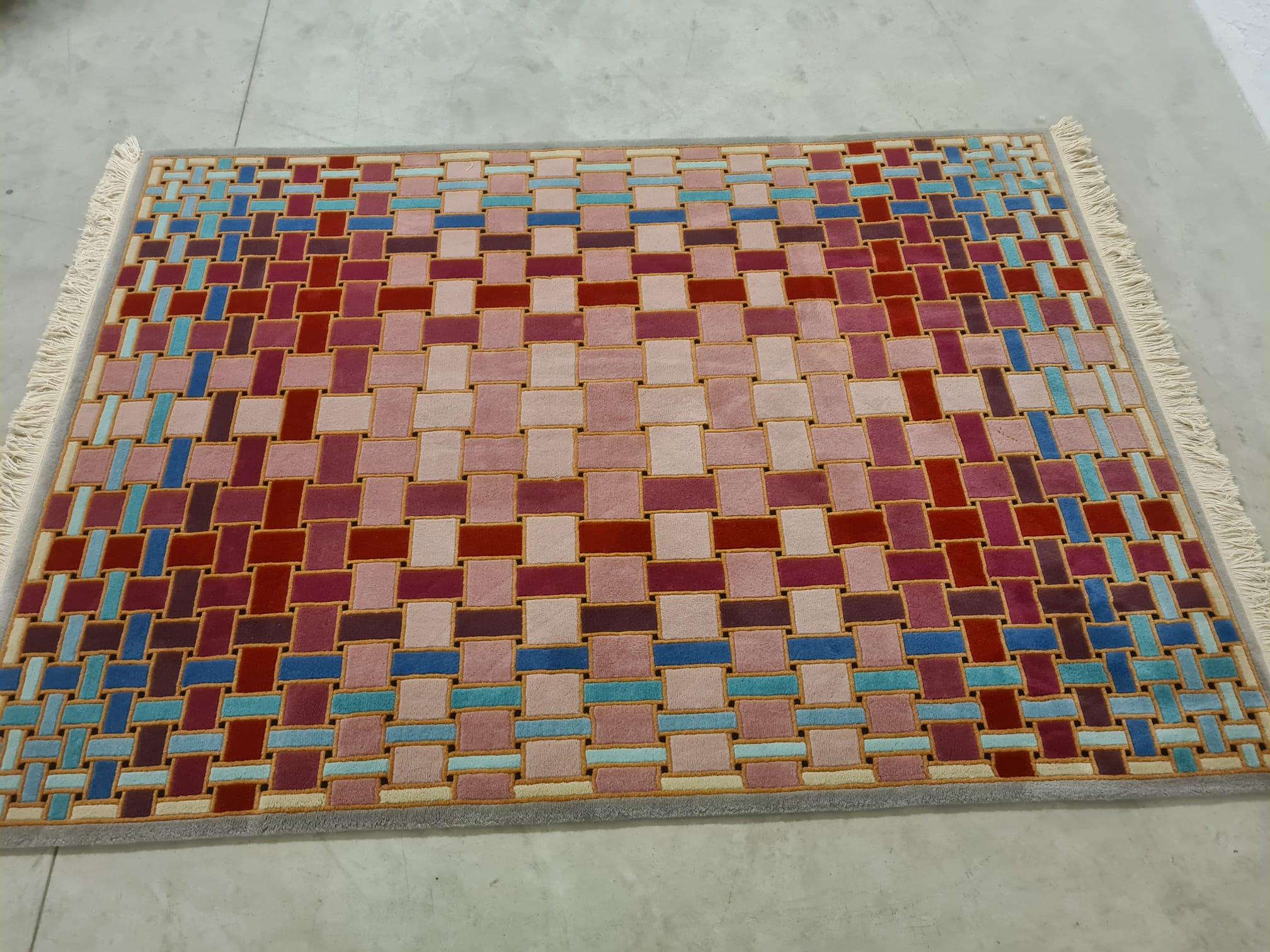 Optical rug in pure wool from the 1970s For Sale 1