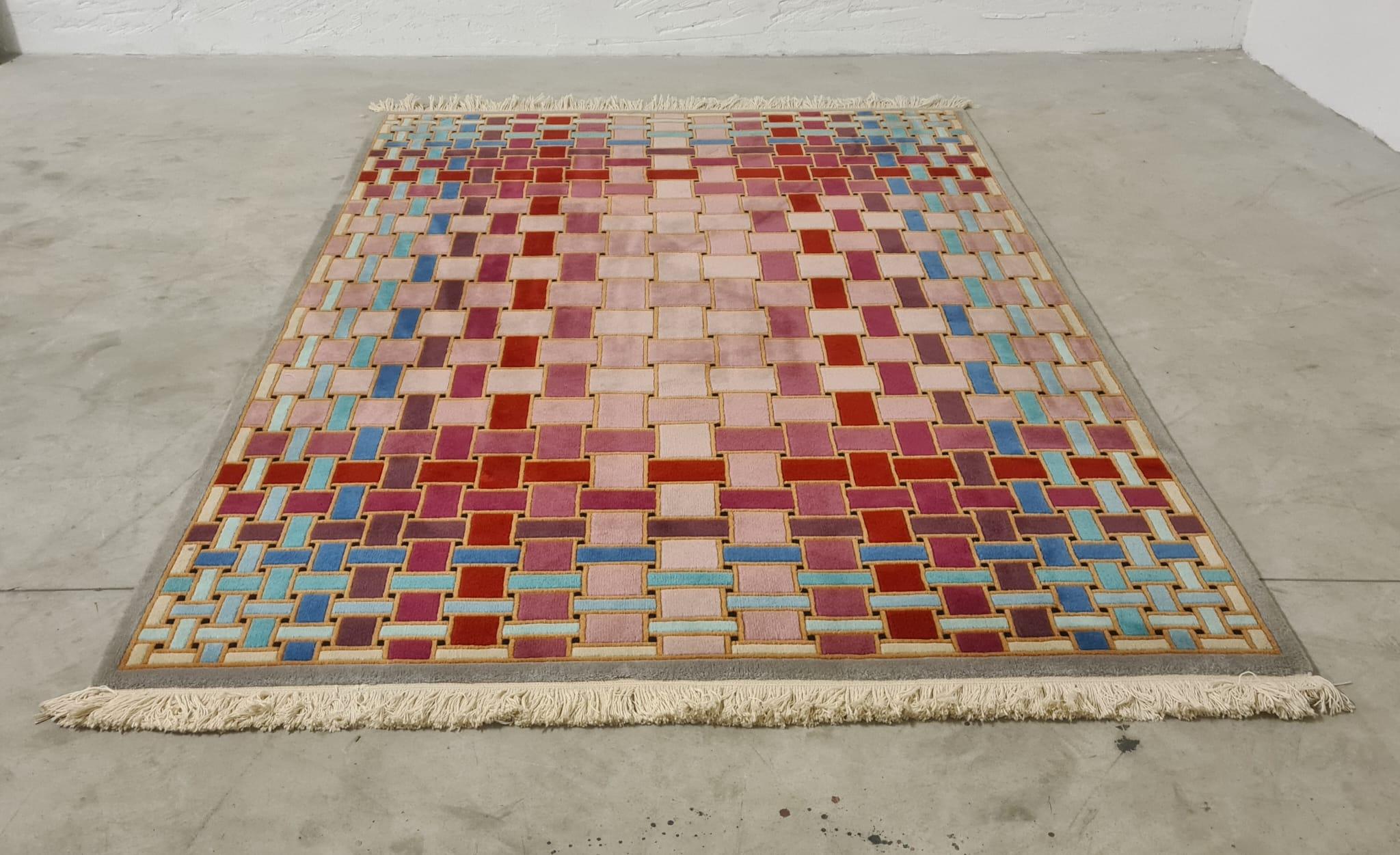 Optical rug in pure wool from the 1970s For Sale 2