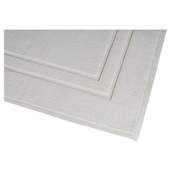 Cotton passe-partout rug with frame design, ivory color