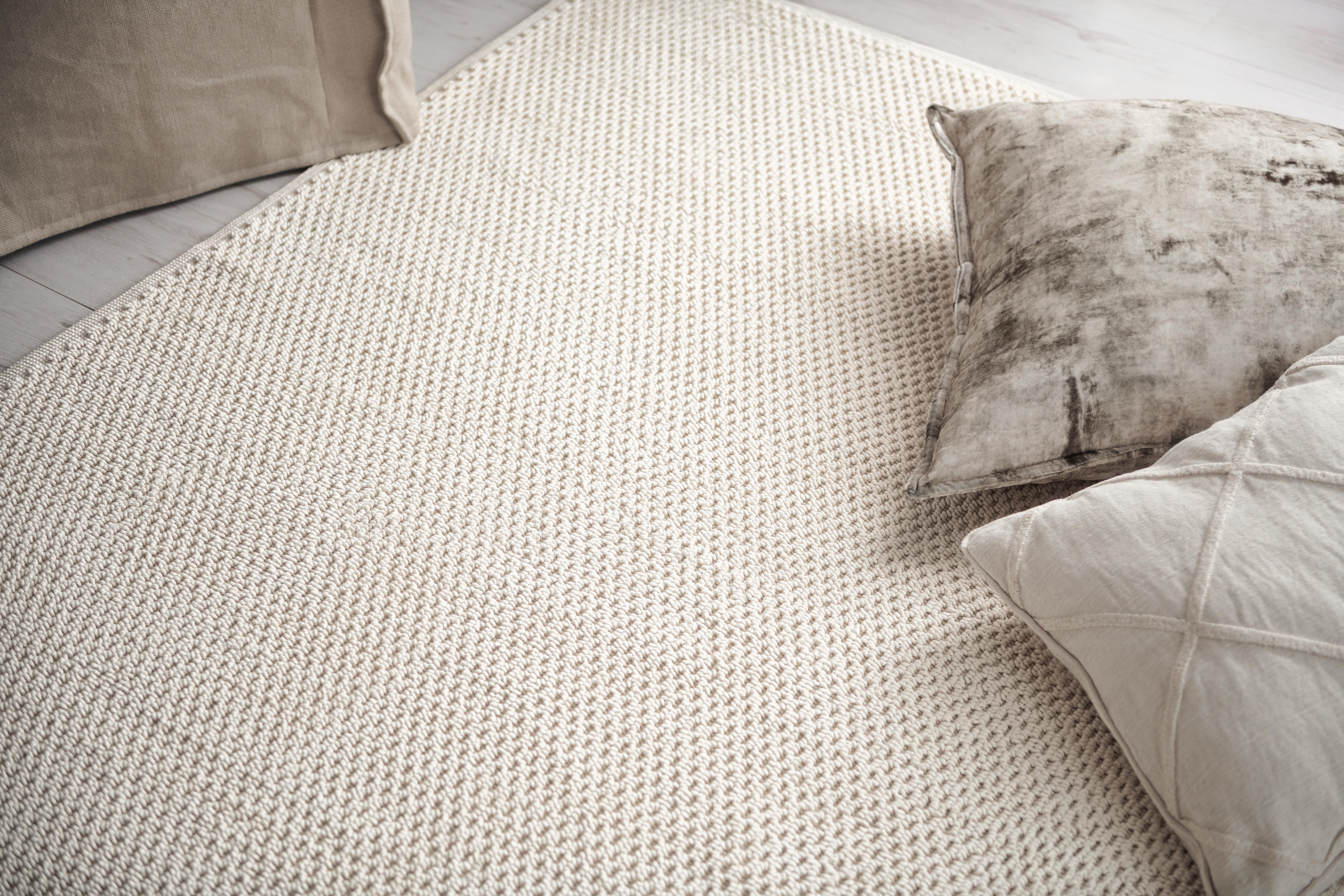 Italian Tapis passe-partout en coton à motif Keith, couleur ivoire en vente