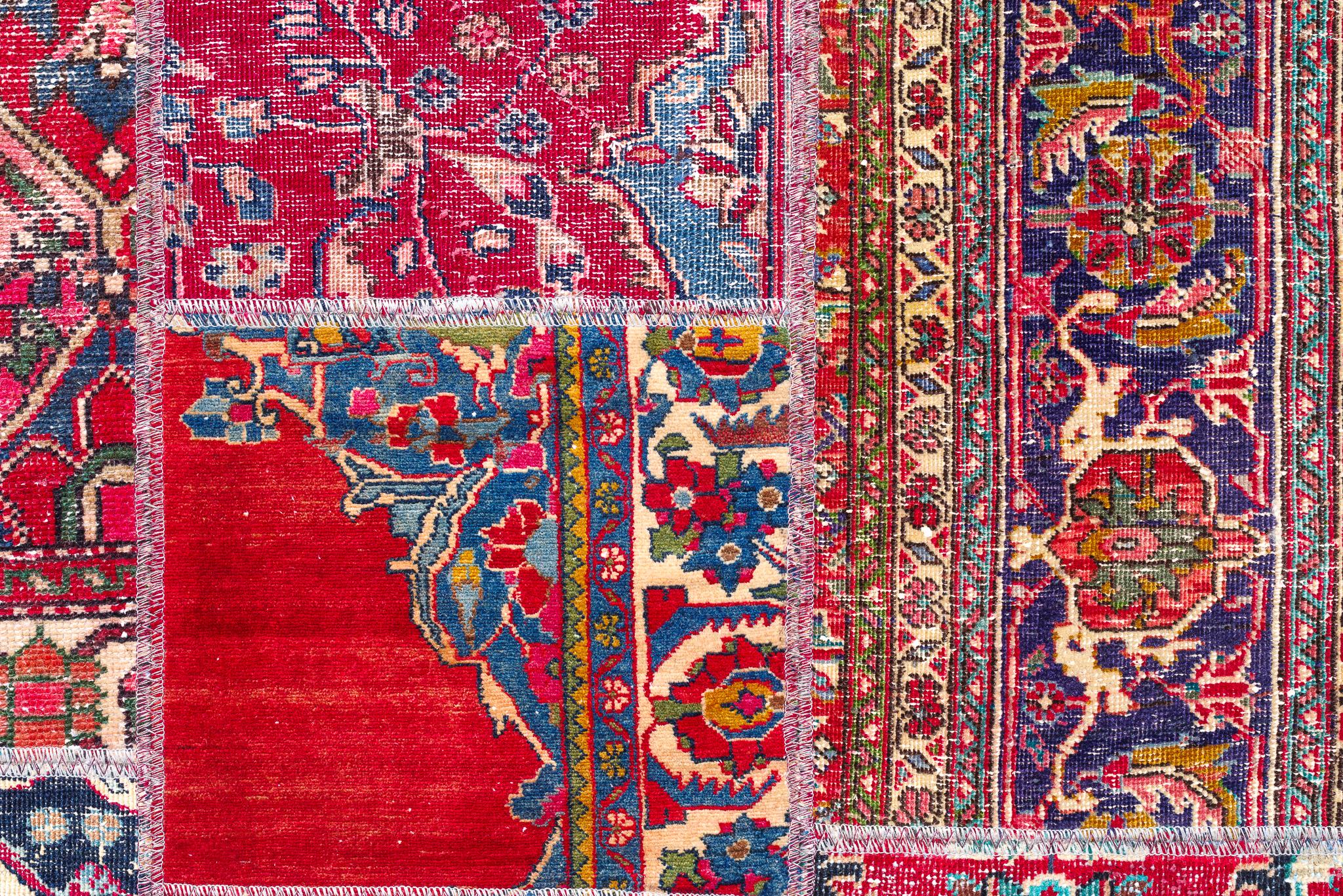 20th Century Vintage Persian patchwork rug For Sale