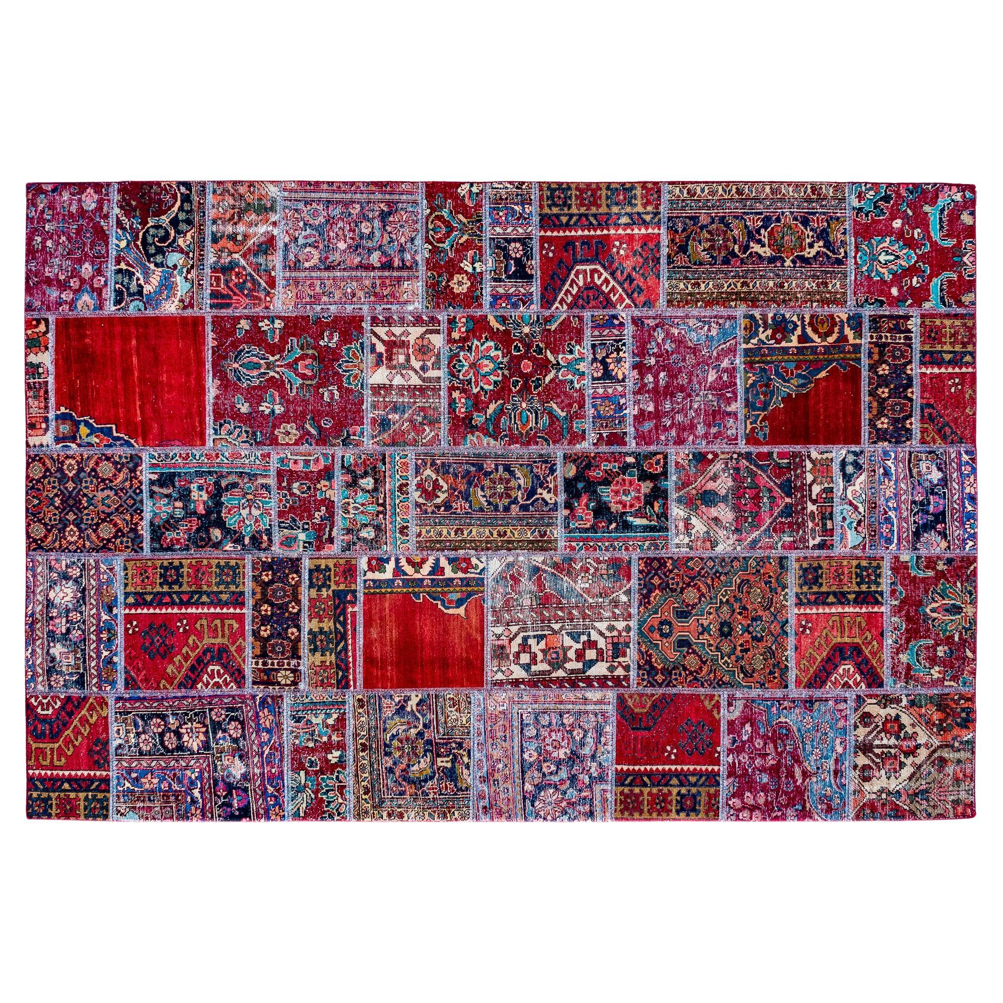 Vintage Persian patchwork rug For Sale