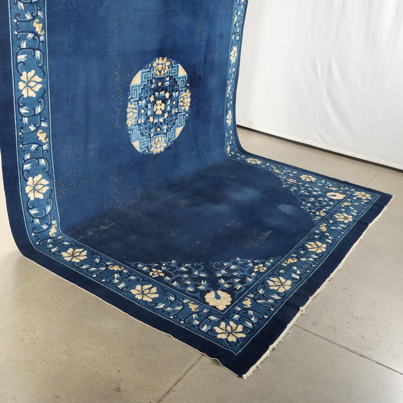 Wool Peking carpet - China blue 490 x 310 cm 1930s-40s For Sale