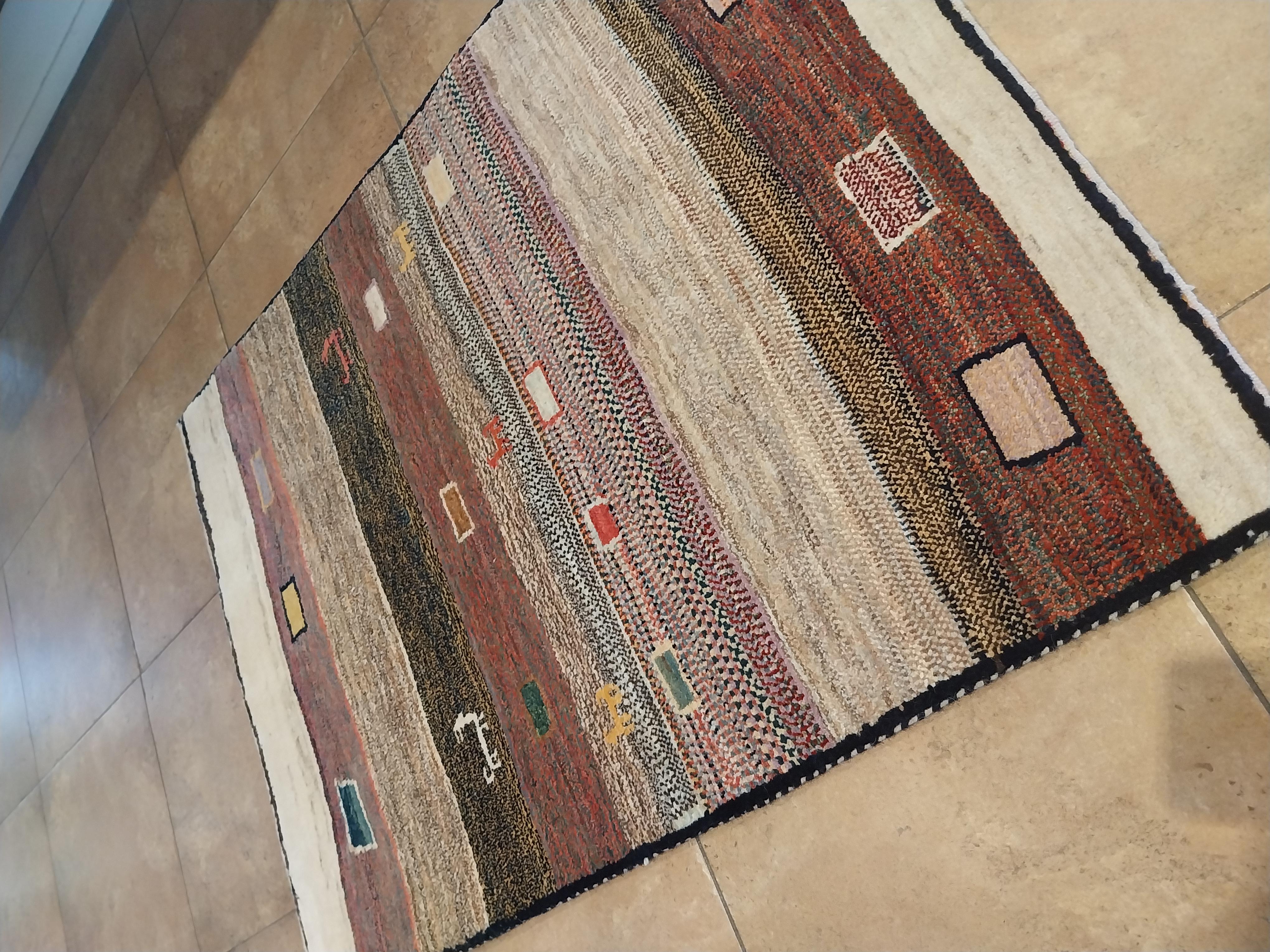 Hand-Knotted Vintage hand-knotted Persian rug, Gabbeh For Sale