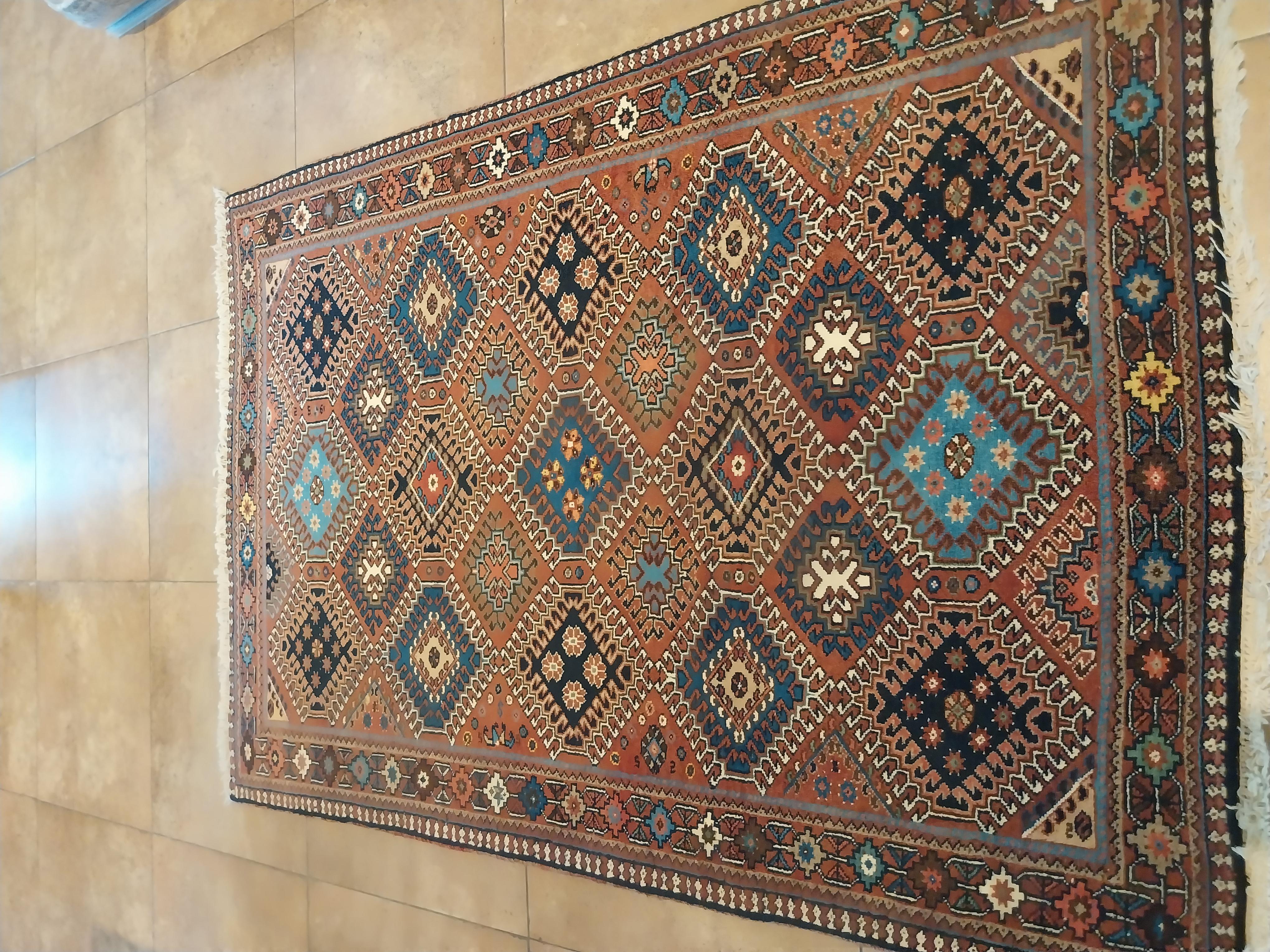 Laine Tapis persan vintage  noué à la main, motif Yalameh sur toute sa surface en vente