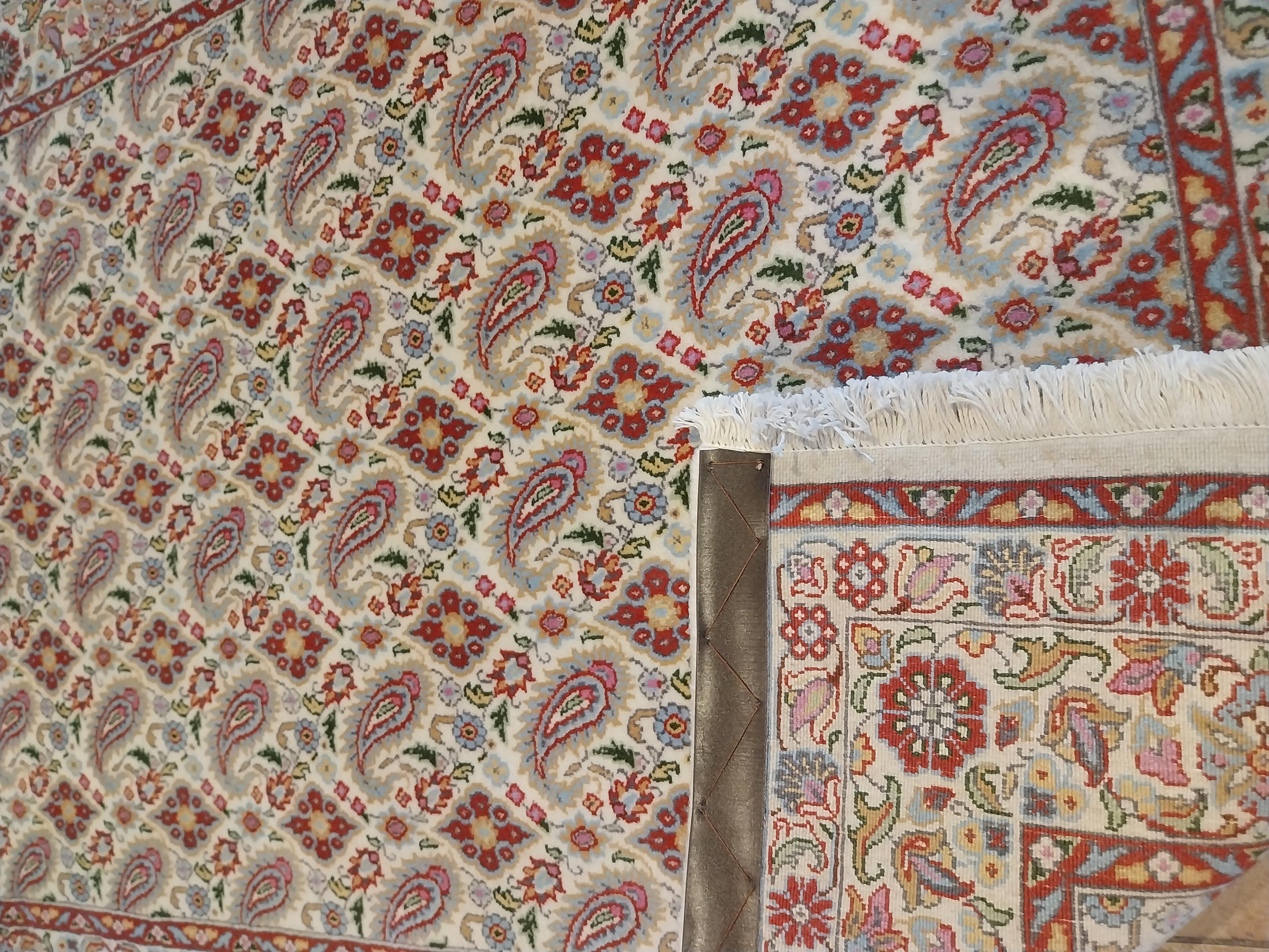 Tapis persan vintage noué à la main, motif peisley sur tout le tapis Mud Bon état - En vente à Foligno, Perugia