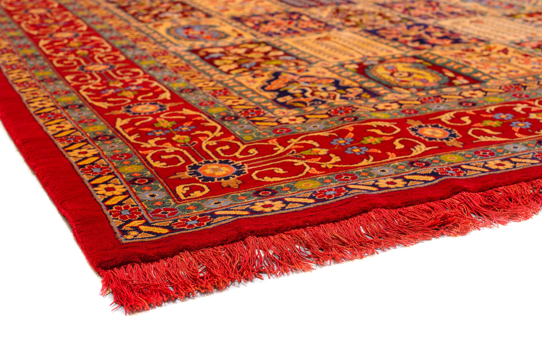 Tappeto persiano Vintage Bakhtiari con disegno Four Seasons con seta, extra fine.
Questa meravigliosa opera di altissima qualità porta la definizione di raffinatezza e delizia ad un livello superiore. Questo tappeto è un pezzo estremamente raro,