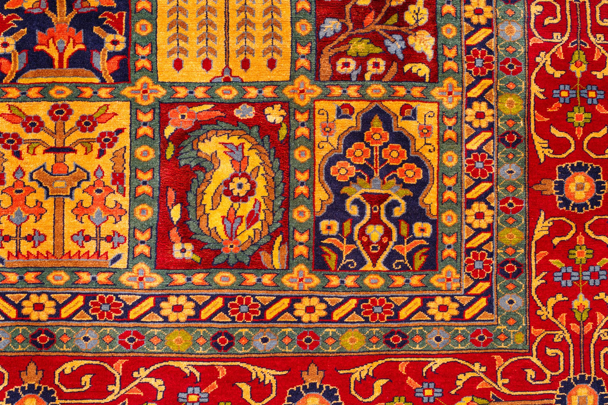 20th Century Tappeto persiano Vintage Bakhtiari con disegno Four Seasons con seta, extra fine in vendita