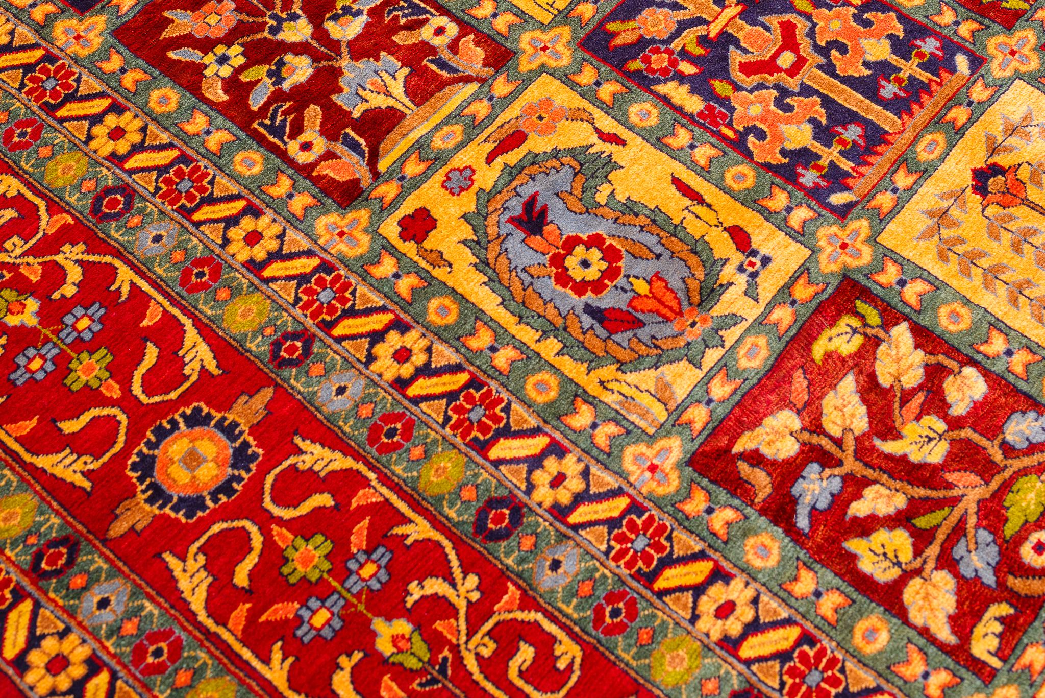 Tappeto persiano Vintage Bakhtiari con disegno Four Seasons con seta, extra fine in vendita 1