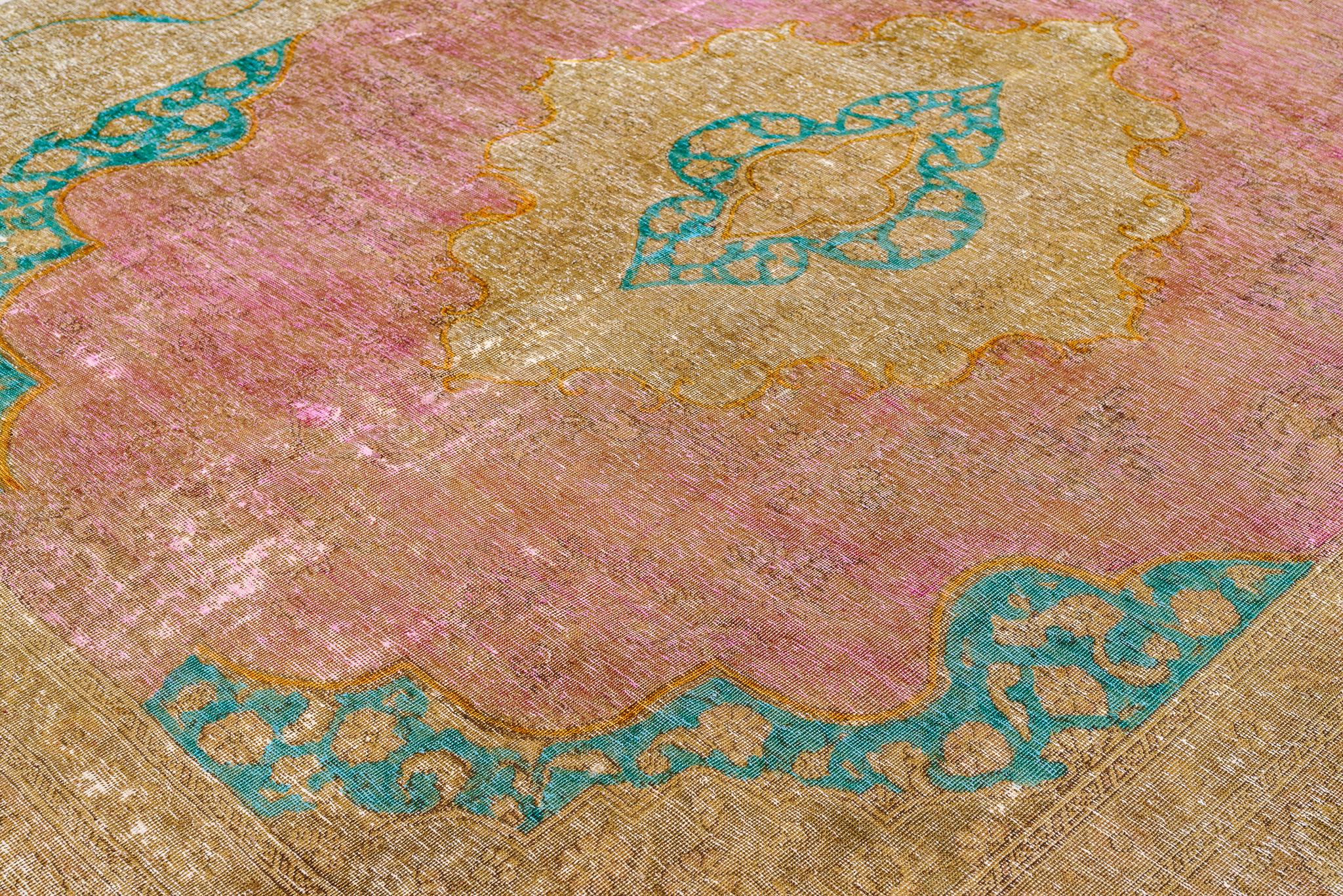 Wool Vintage Distressed Persian Carpet Mid-20th Century For Sale