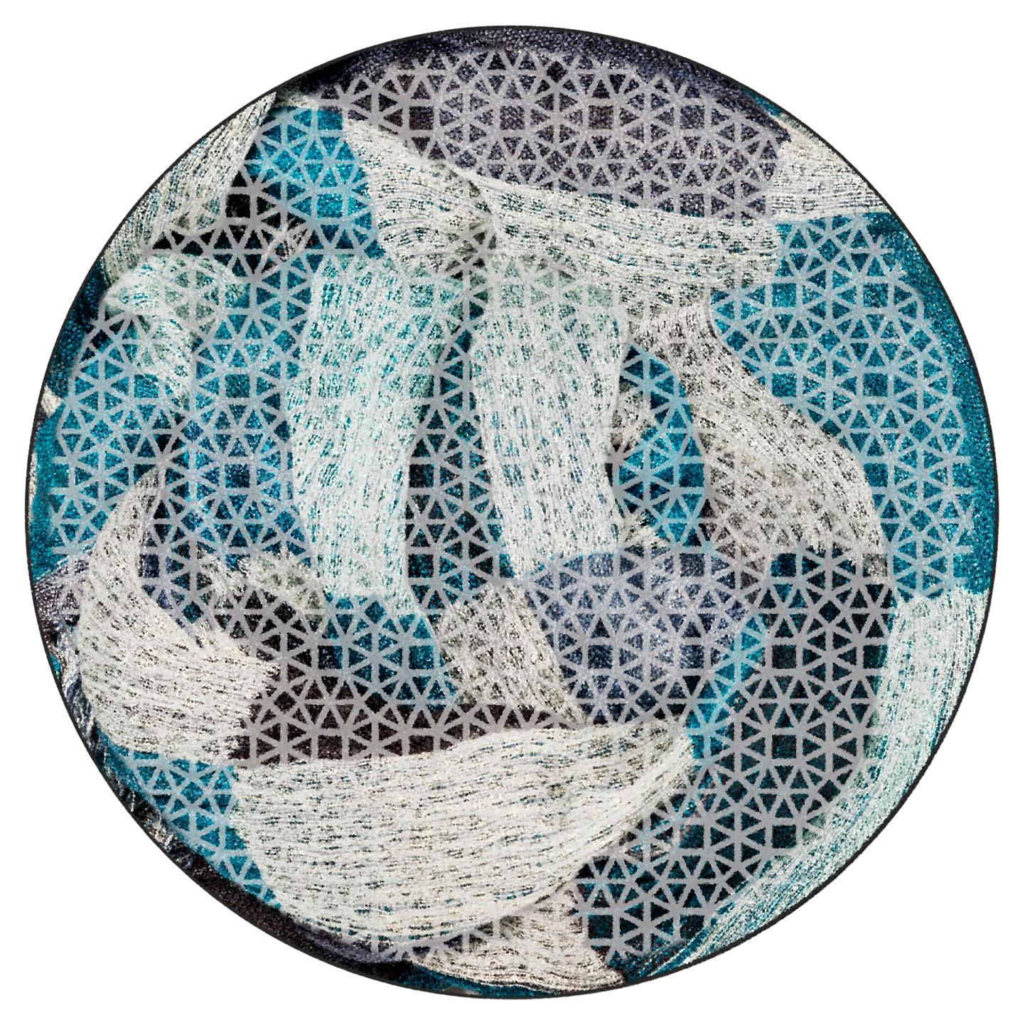 Tappeto Resistente Design Italiano Rotondo Blu Deanna Comellini tondo 200 cm