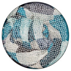 Tappeto Resistente Design Italiano Rotondo Blu Deanna Comellini tondo 200 cm