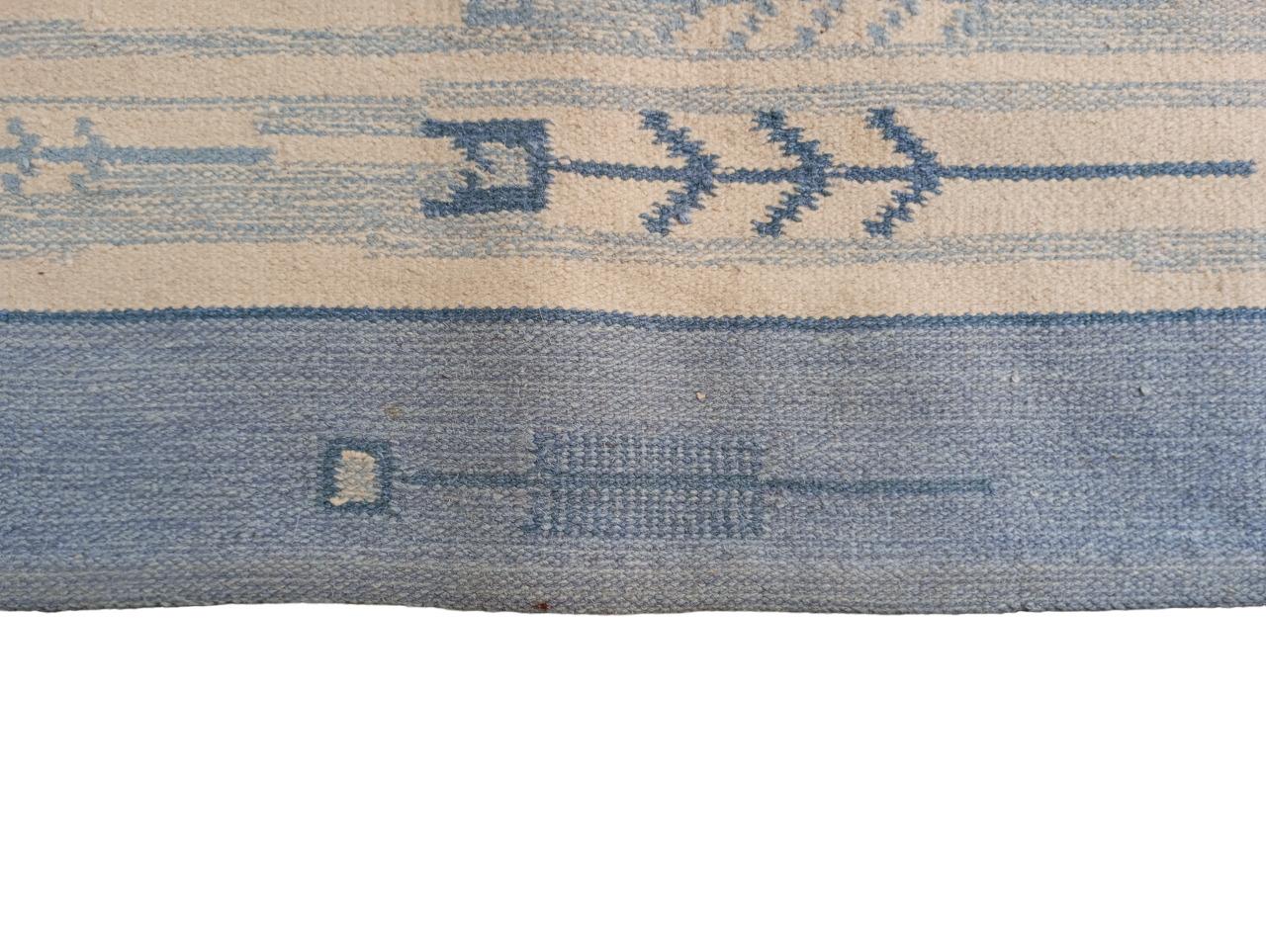 Rölakan wool rug with horses and girl. Swedish design, 1960s For Sale 8