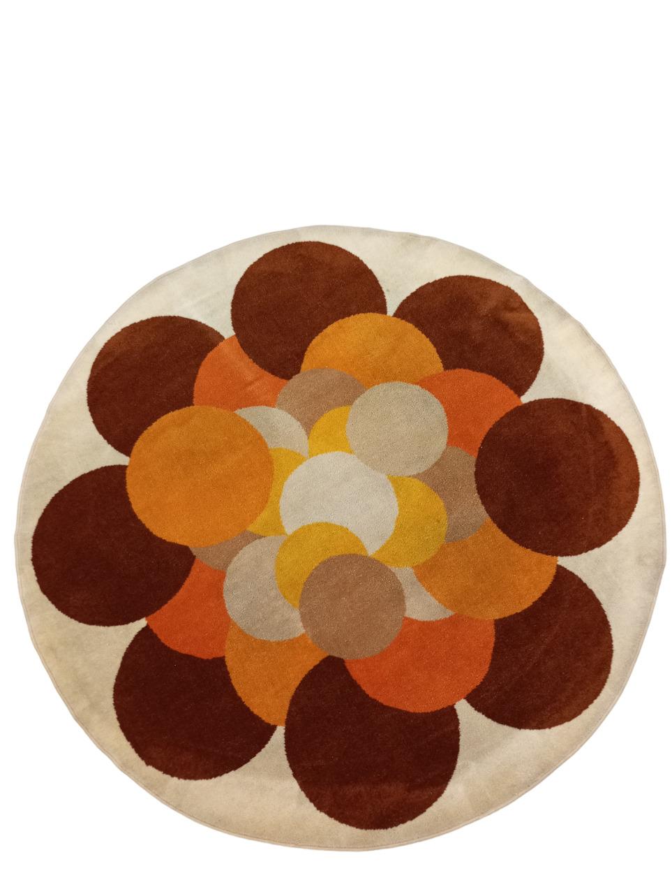 Tapis rond en laine au design moderne des années 1970 (Italie) vintage en vente 2