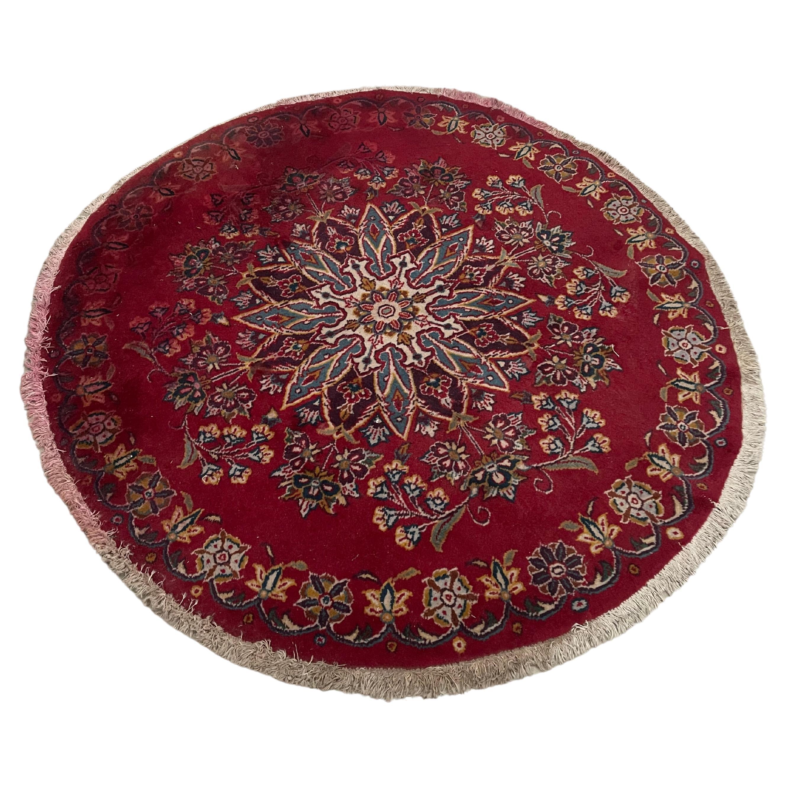 Royal antique living room round rug 1950s For Sale