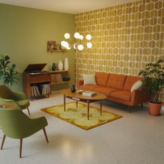 Vintage Rya Rug by Ege Carpets, Wool, Geometric Design, Denmark, 1975