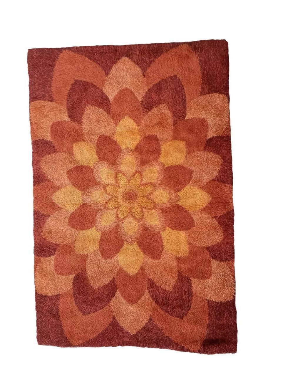 Rya vintage 1970s Denmark pure wool rug For Sale 4