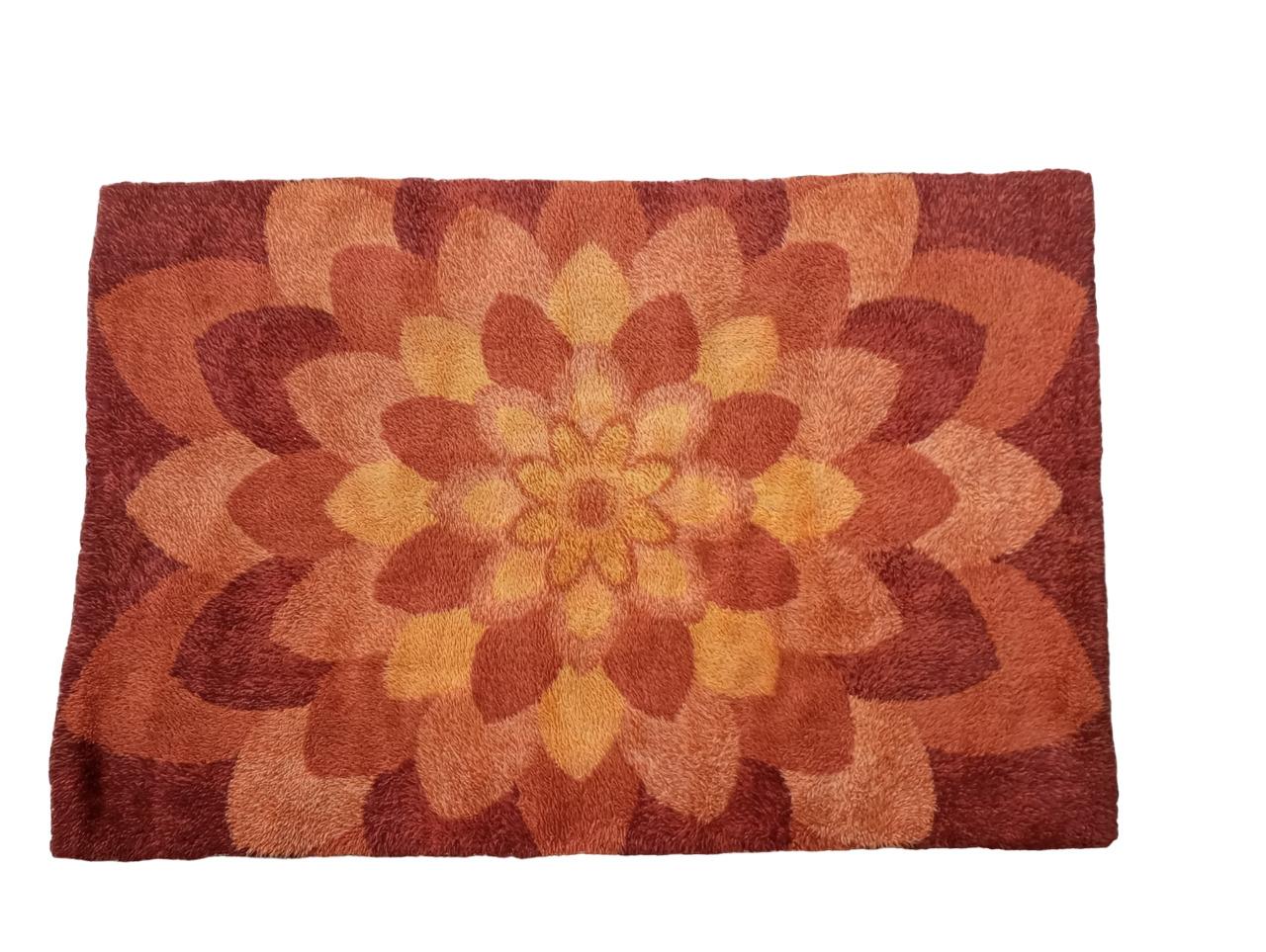 Wool Rya vintage 1970s Denmark pure wool rug For Sale